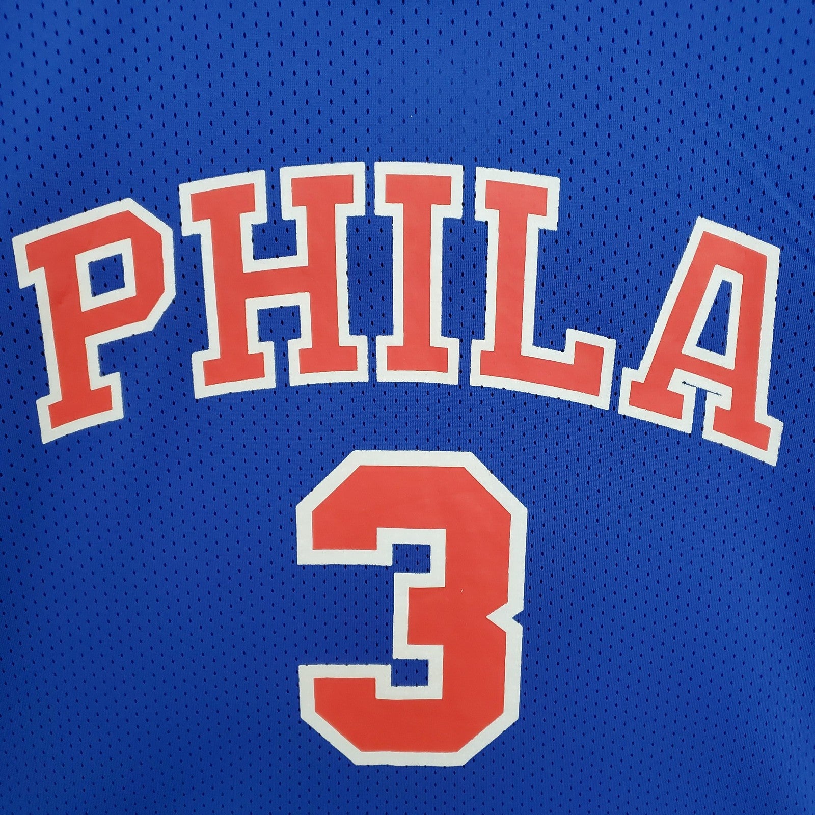 Mitchellness 76ers Blue No 3 Iverson Retro Mesh Short Sleeve