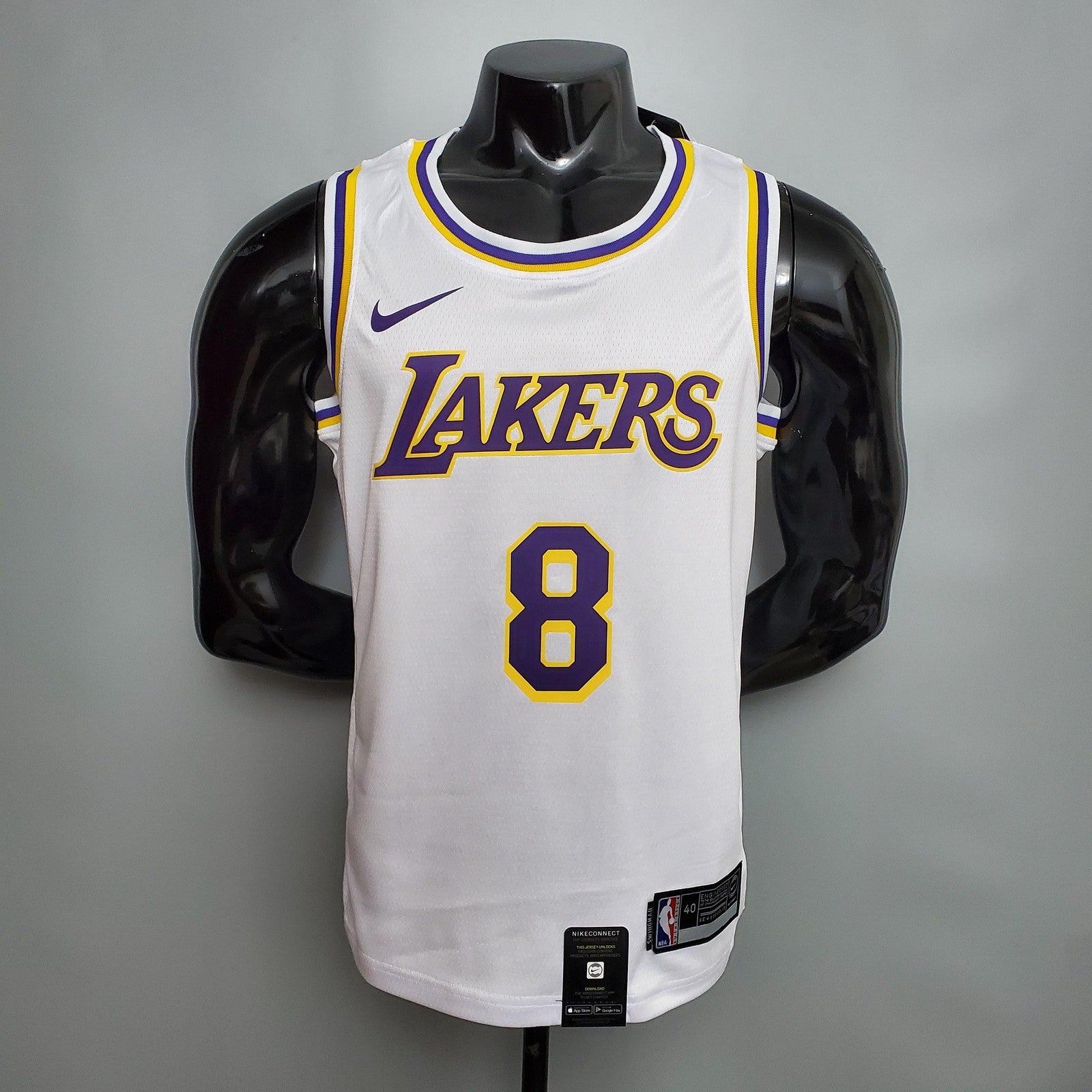 New Bryant #8 Los Angeles Lakers Round Neck White Nba Jersey Nike Connect Recognition