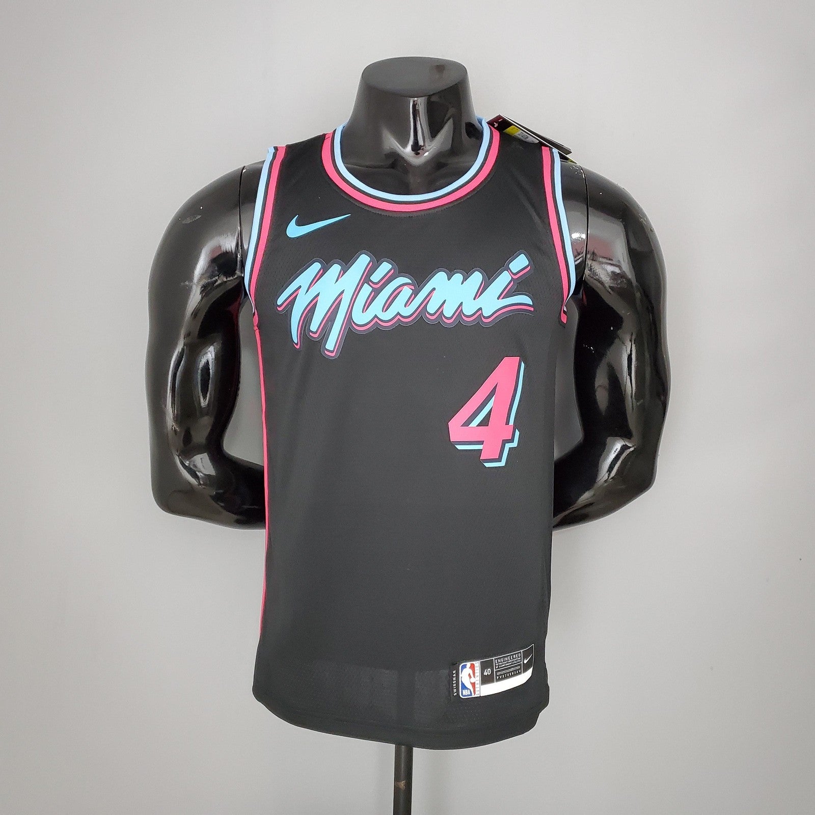 Oladipo#4 Miami Heat V Neck Black Nba Jersey