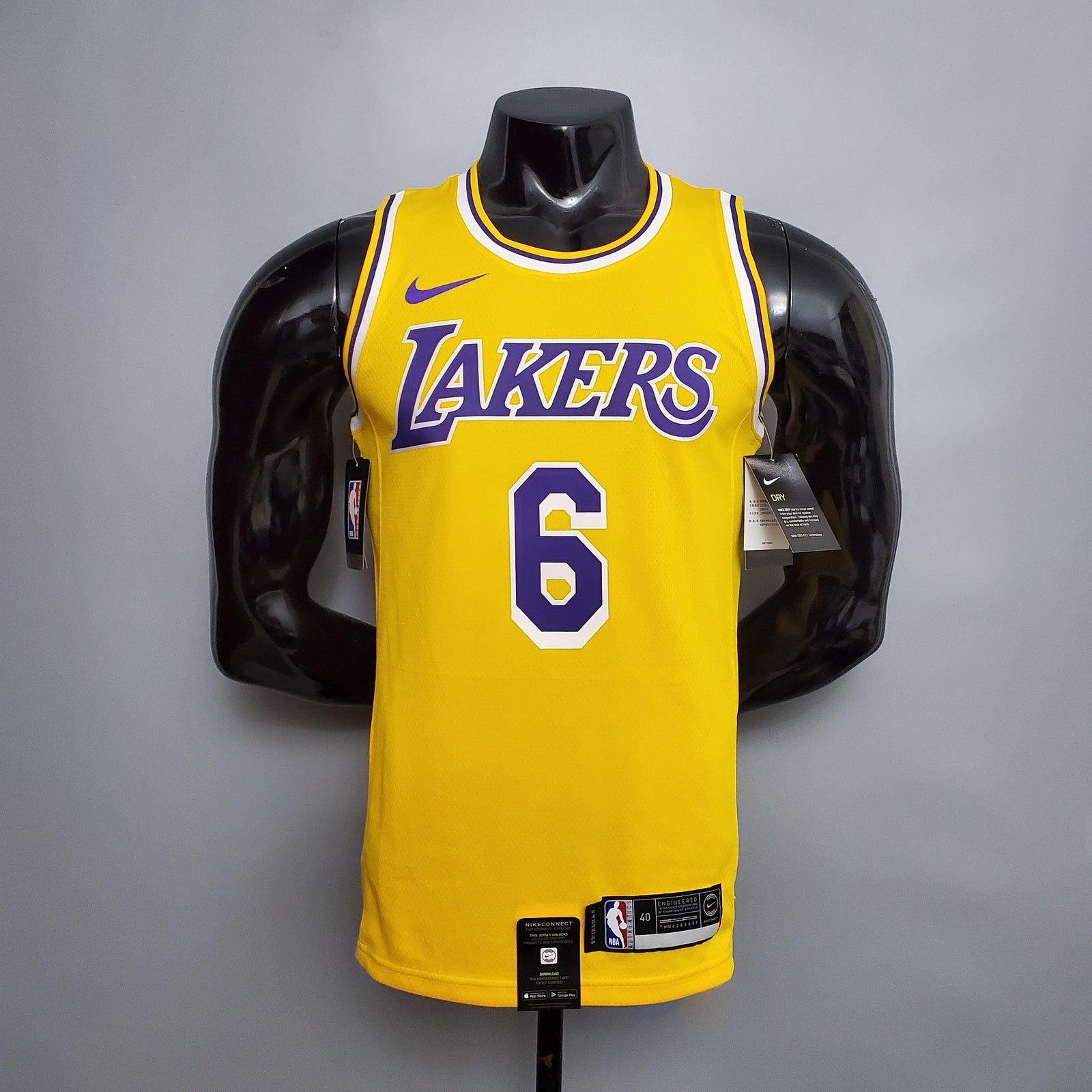 James #6 Lakers Round Neck Yellow Nba Jersey Nike Connect Recognition