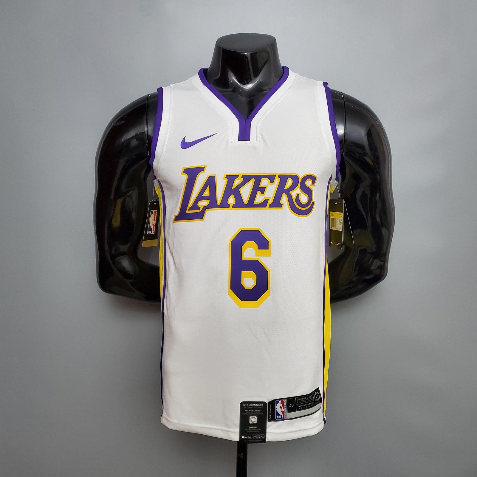 James #6 Lakers White Nba Jersey Nike Connect Recognition