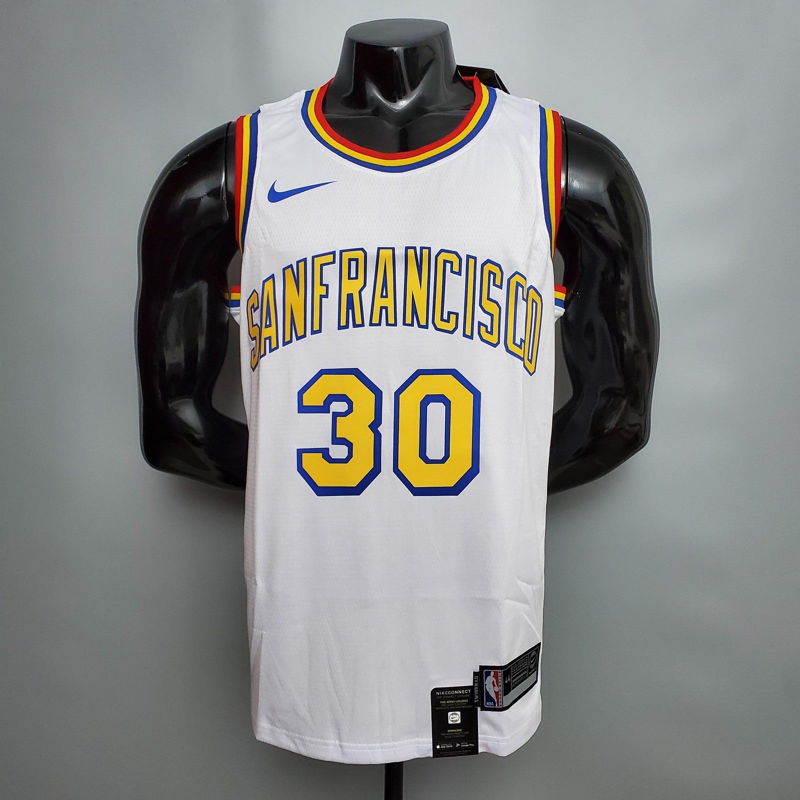 Curry #30 Golden State Warriors Retro White Nba Jersey Nike Connect Recognition