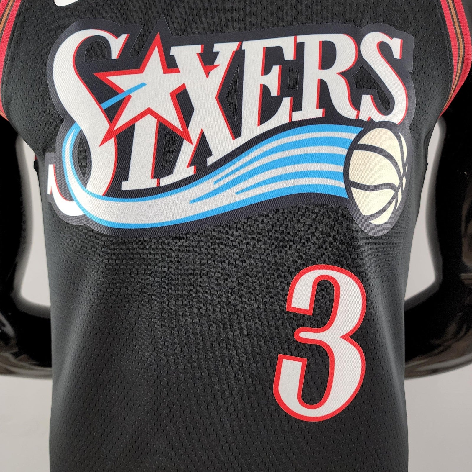 Retro Philadelphia 76ers Iverson #3 Big Meteor Black Nba Jersey