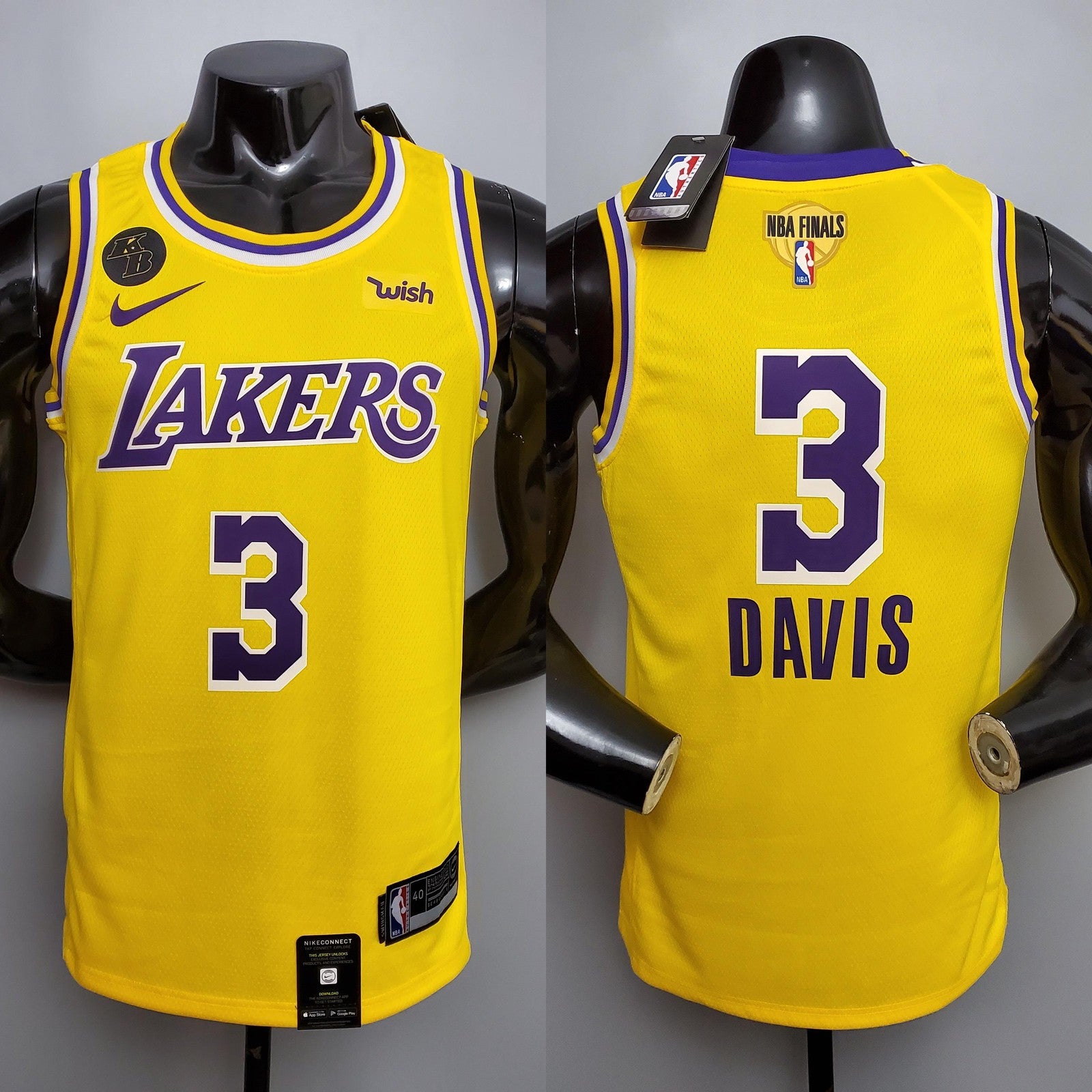 New Davis #3 Lakers Commemorative Edition Round Neck Yellow Nba Jersey
