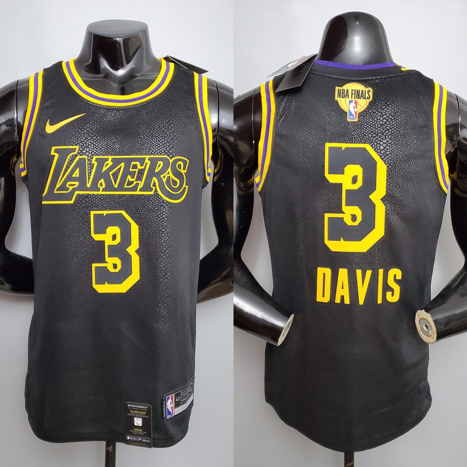 New Davis #3 Los Angeles Lakers Black Nba Jersey Nike Connect Recognition