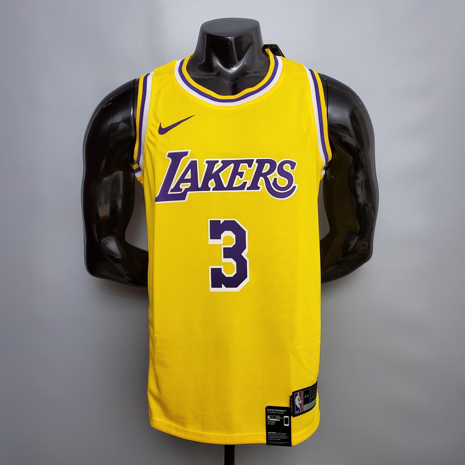 Davis #3 Lakers Round Neck Yellow Nba Jersey Nike Connect Recognition