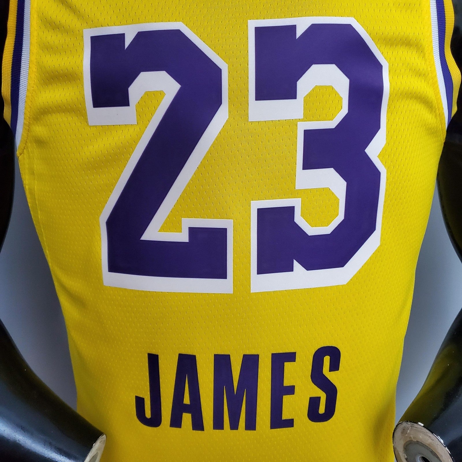 New James #23 Lakers Round Neck Yellow Nba Jersey