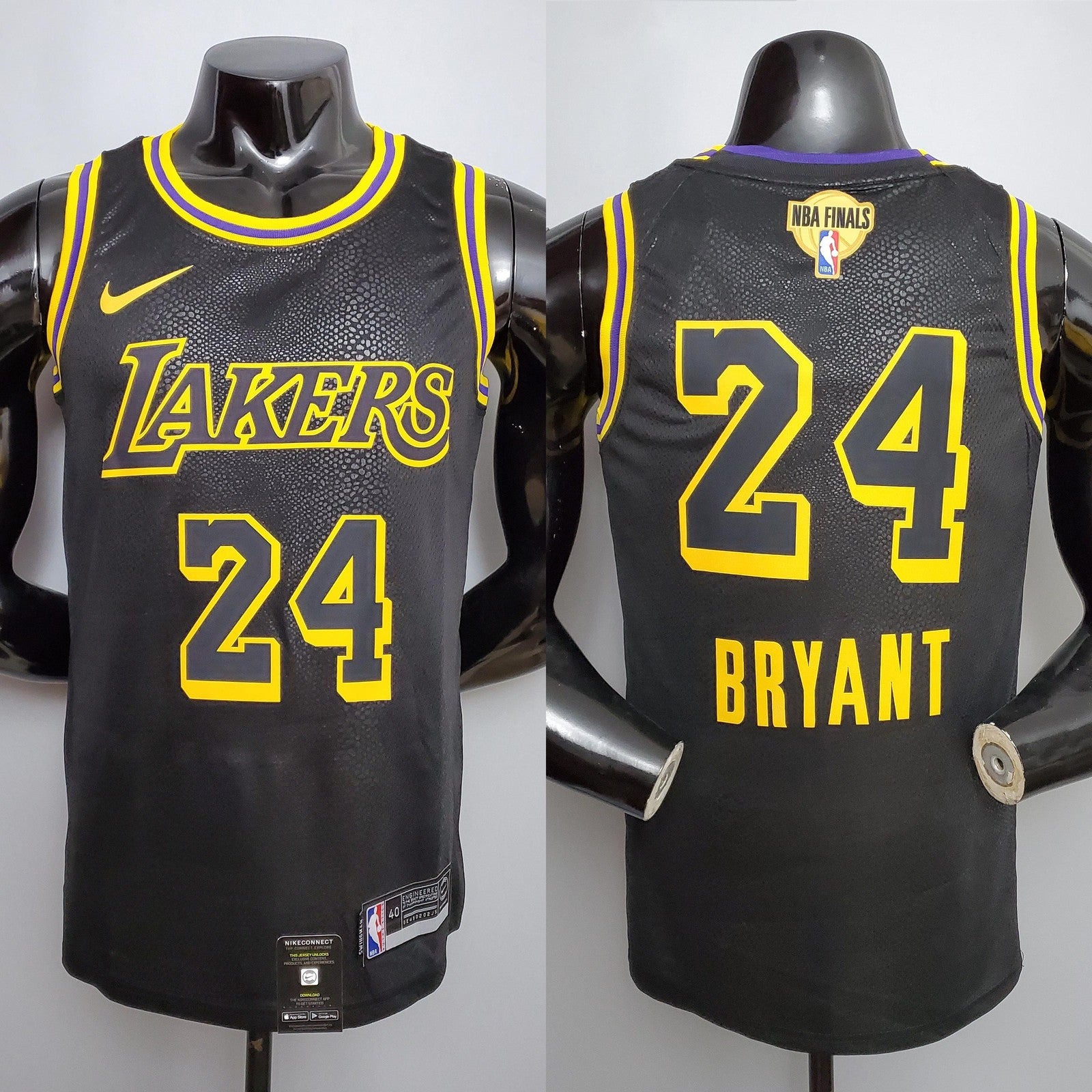New Bryant #24 Los Angeles Lakers black NBA jersey Nike connect recognition 2
