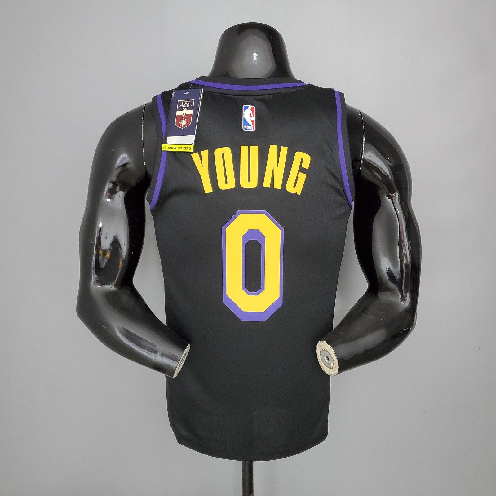 2021 Young#0 Los Angeles Lakers Black Latin Black Nba Jersey