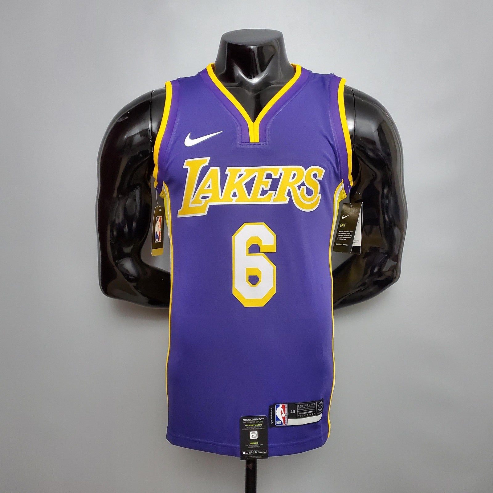 James #6 Lakers Purple Nba Jersey Nike Connect Recognition