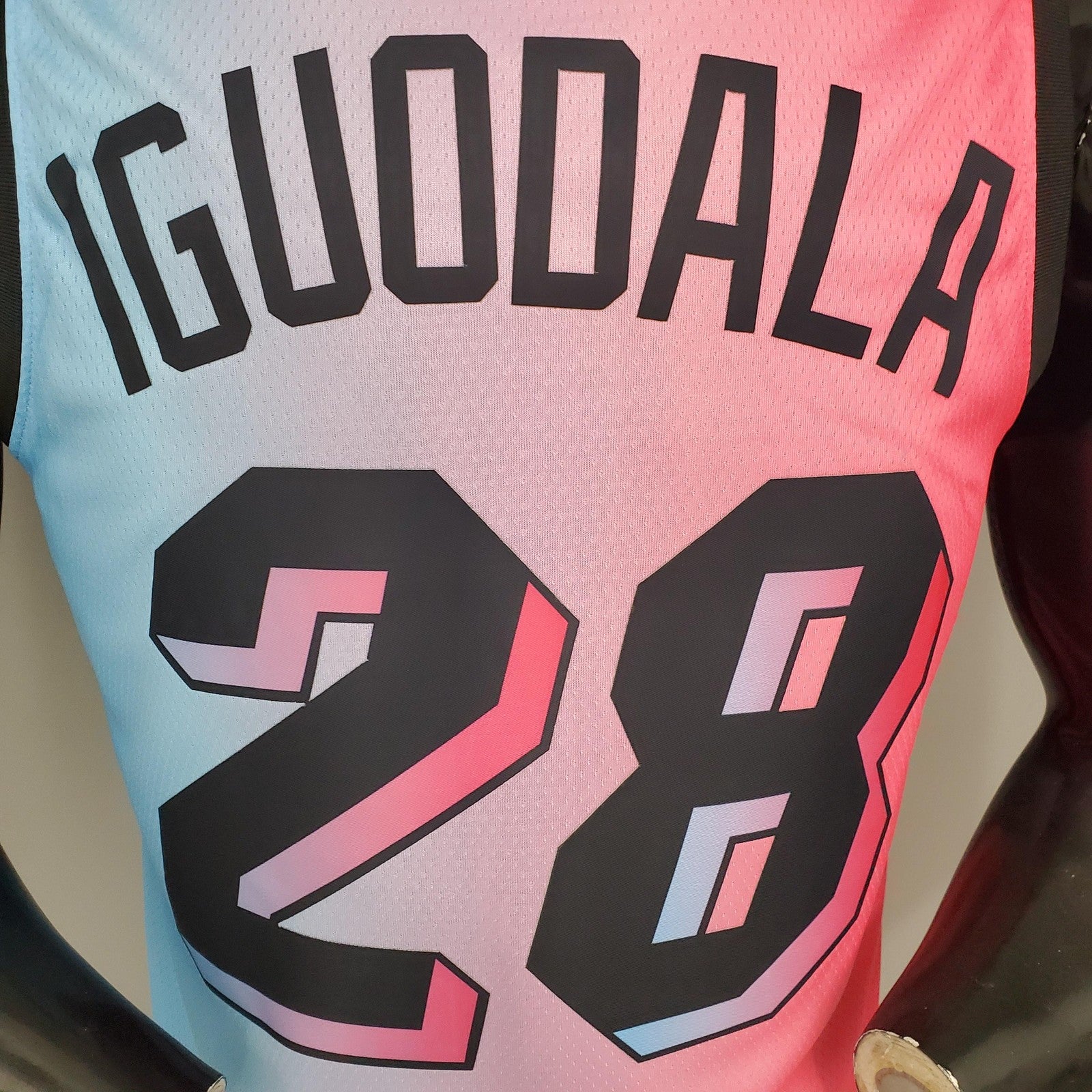 New Miami Heat Iguodala#28 City Edition Pink Blue Gradient Color (support Customization)