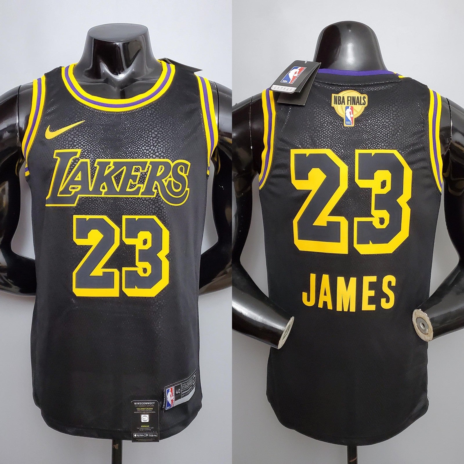 New James #23 Los Angeles Lakers Black Nba Jersey Nike Connect Recognition