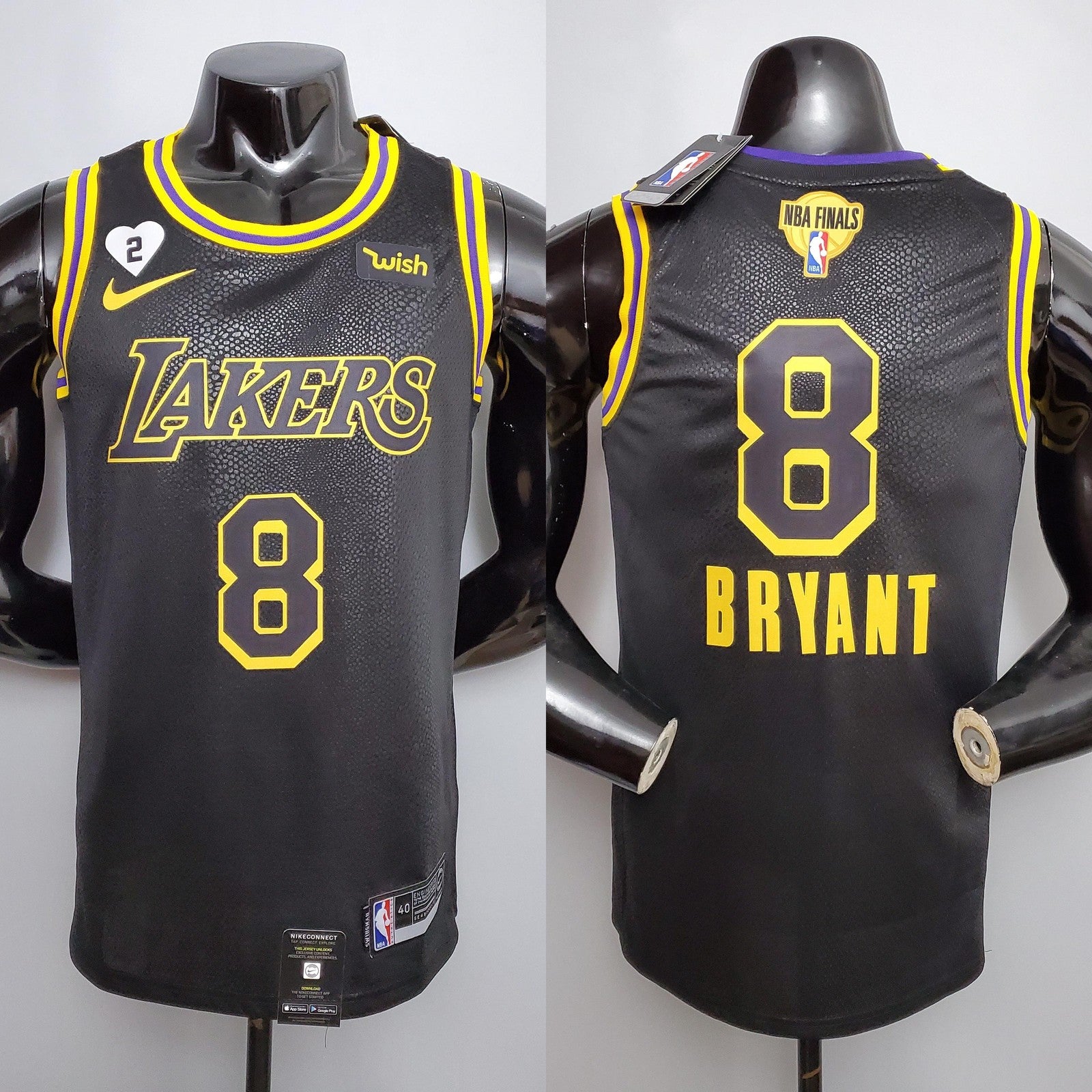 New Bryant #8 Los Angeles Lakers Black Nba Jersey Nike Connect Recognition