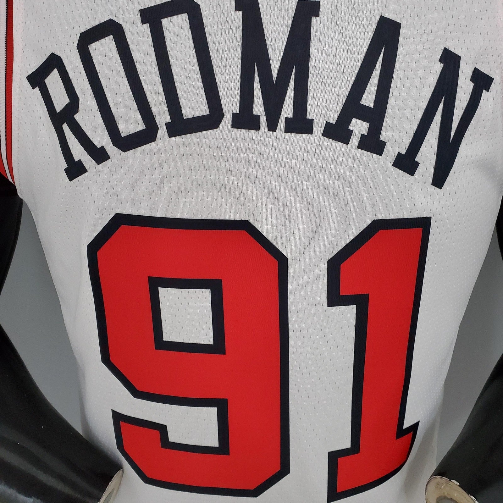 Rooman#91 Chicago Bulls White Nba Jersey