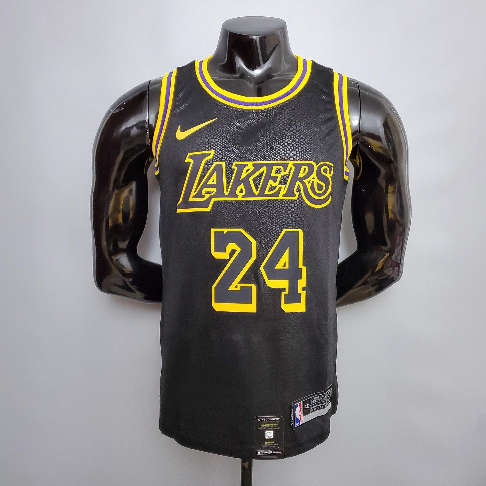 New Bryant #24 Los Angeles Lakers black NBA jersey Nike connect recognition 2