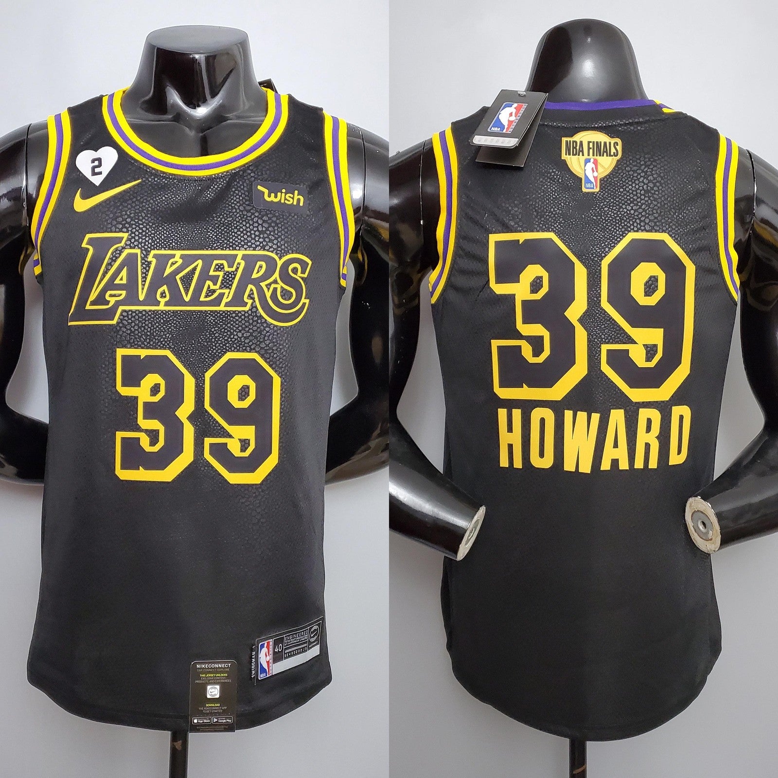 New HOWARD#39 Los Angeles Lakers black NBA jersey Nike connect recognition