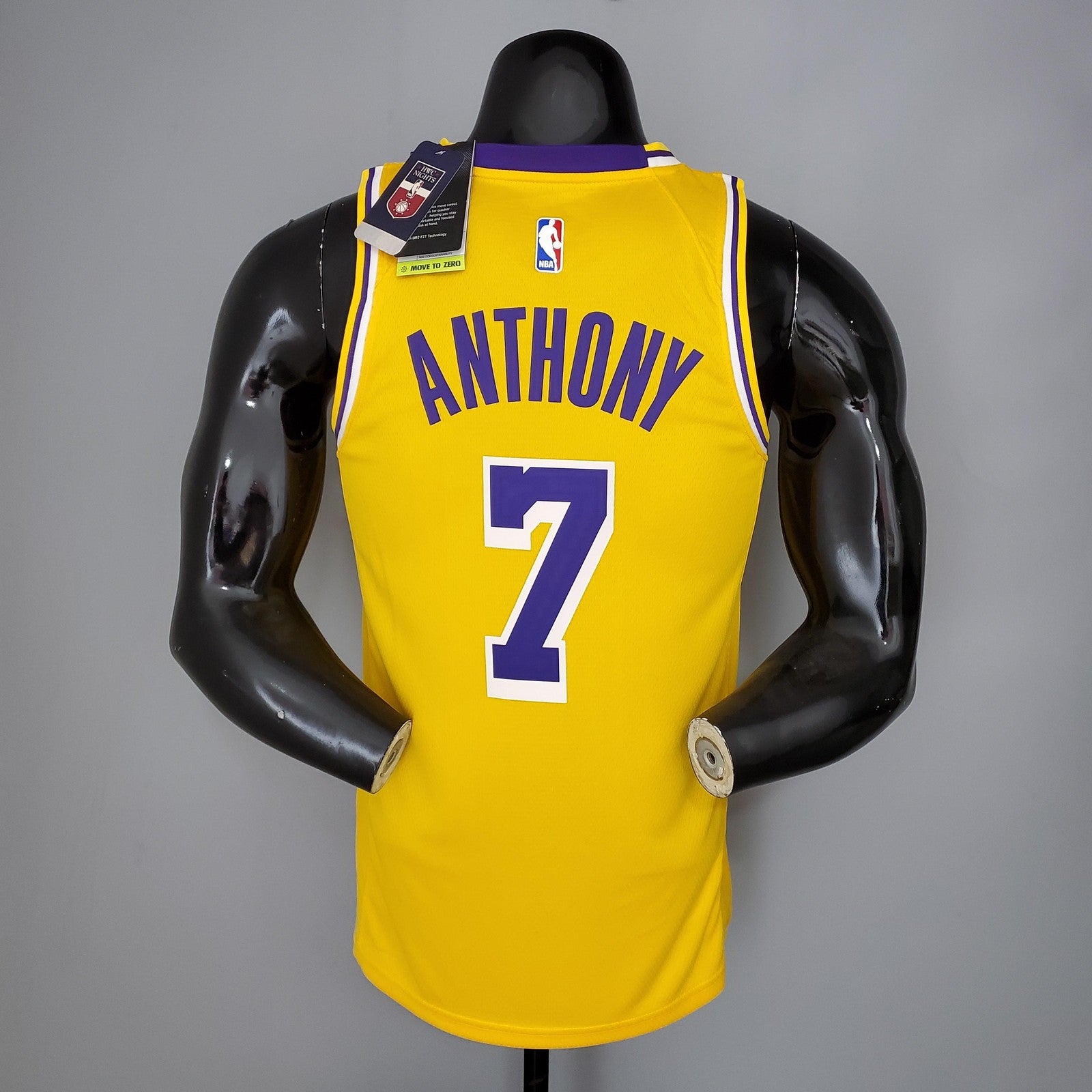 Anthony#7 Lakers Round Neck Yellow Nba Jersey