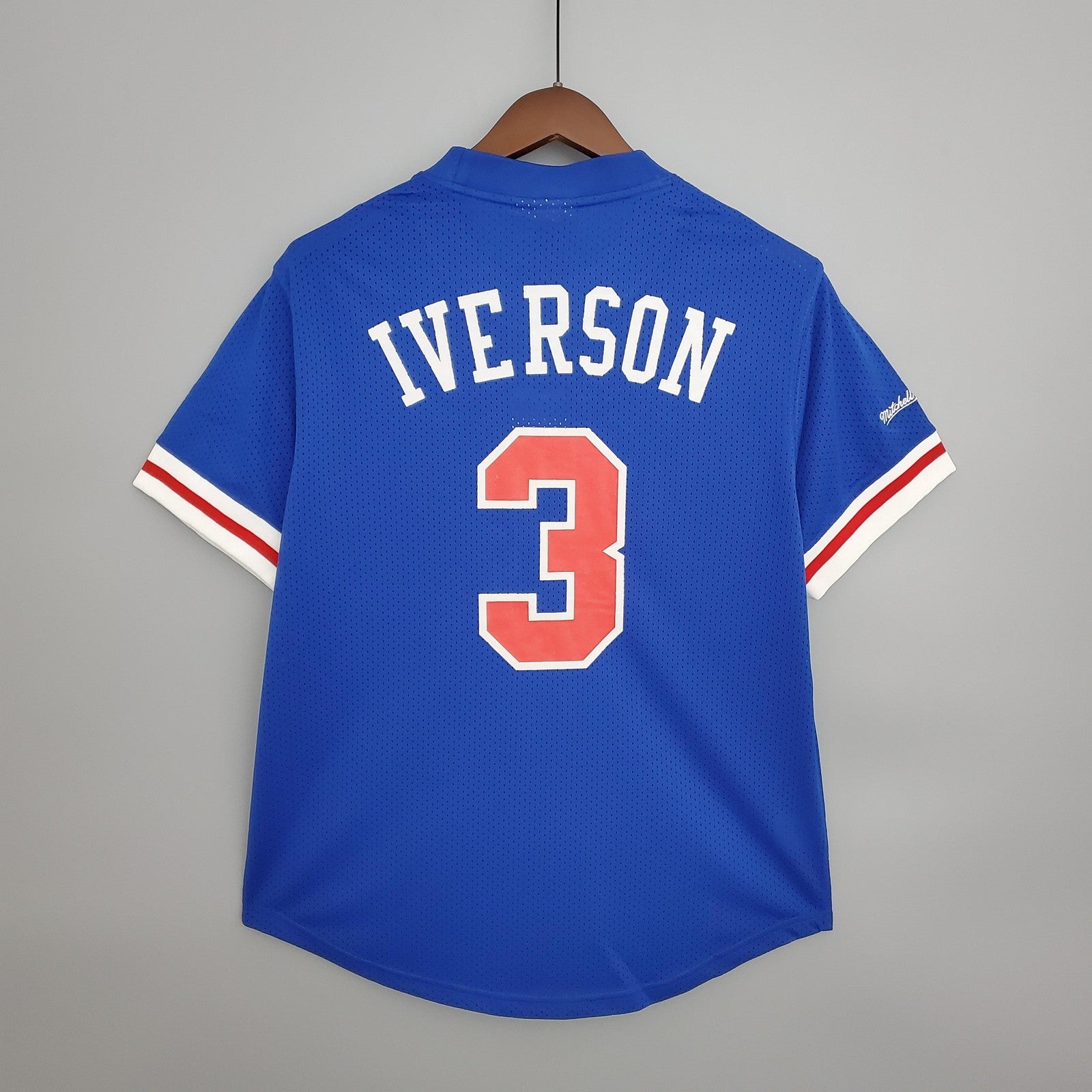 Mitchellness 76ers Blue No 3 Iverson Retro Mesh Short Sleeve