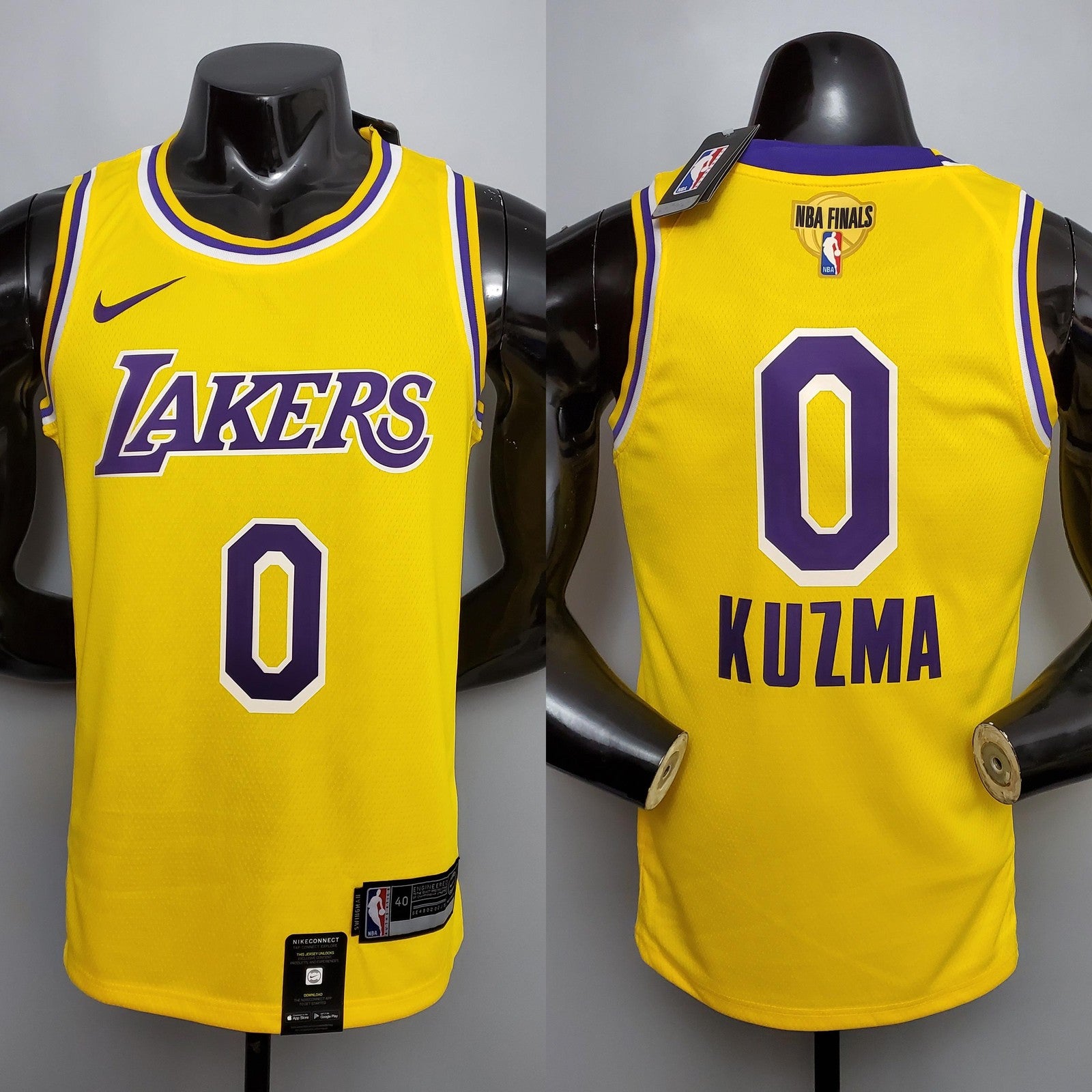 New Kuzma #0 Lakers Commemorative Edition Round Neck Yellow Nba Jersey
