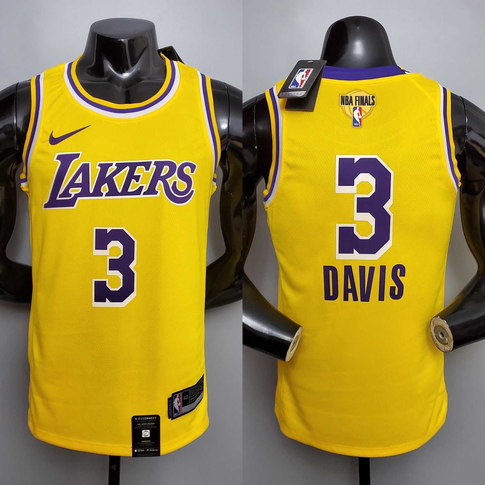 New Davis #3 Lakers Commemorative Edition Round Neck Yellow Nba Jersey