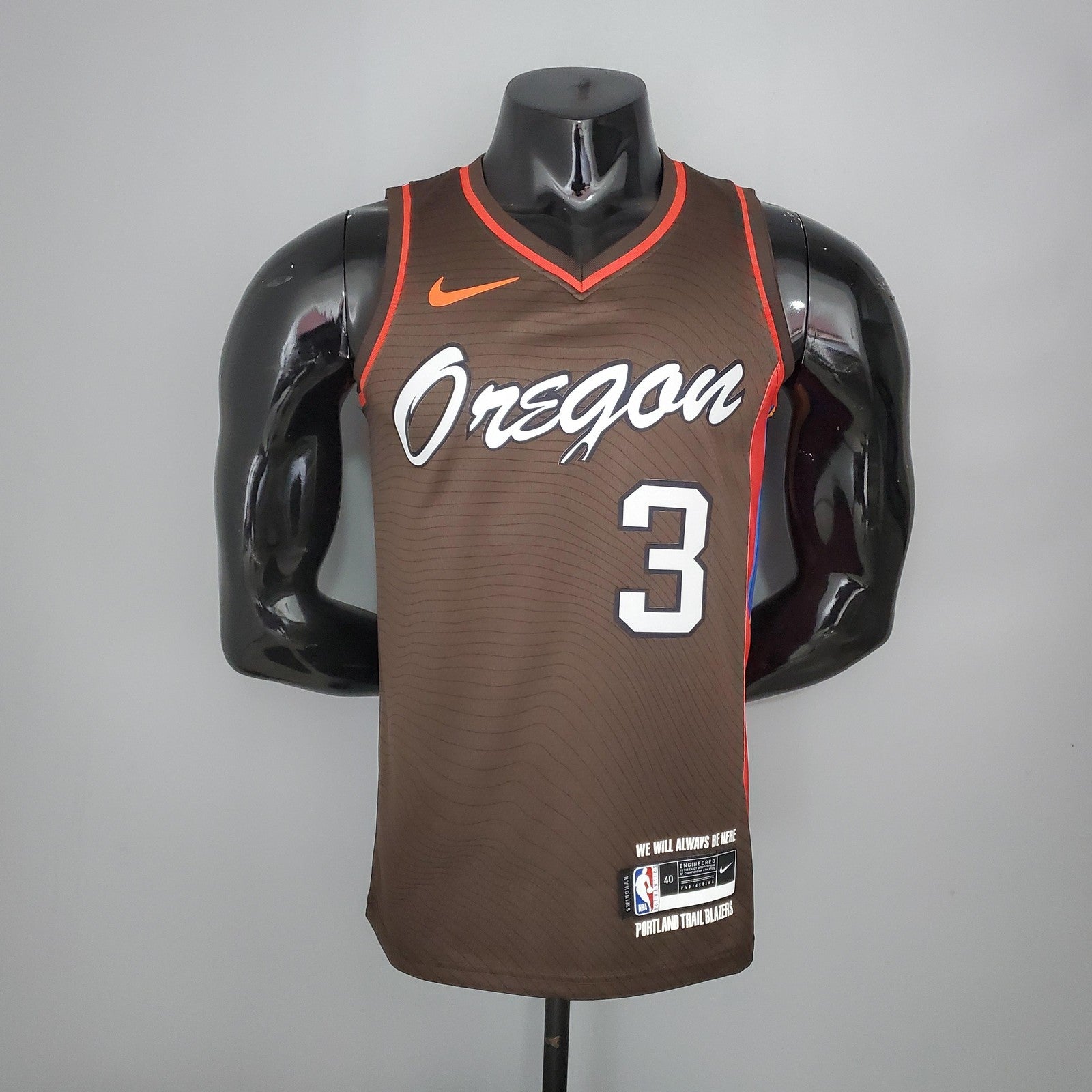 2021 Mccollum#3 Trail Blazers City Edition Brown Nba Jersey