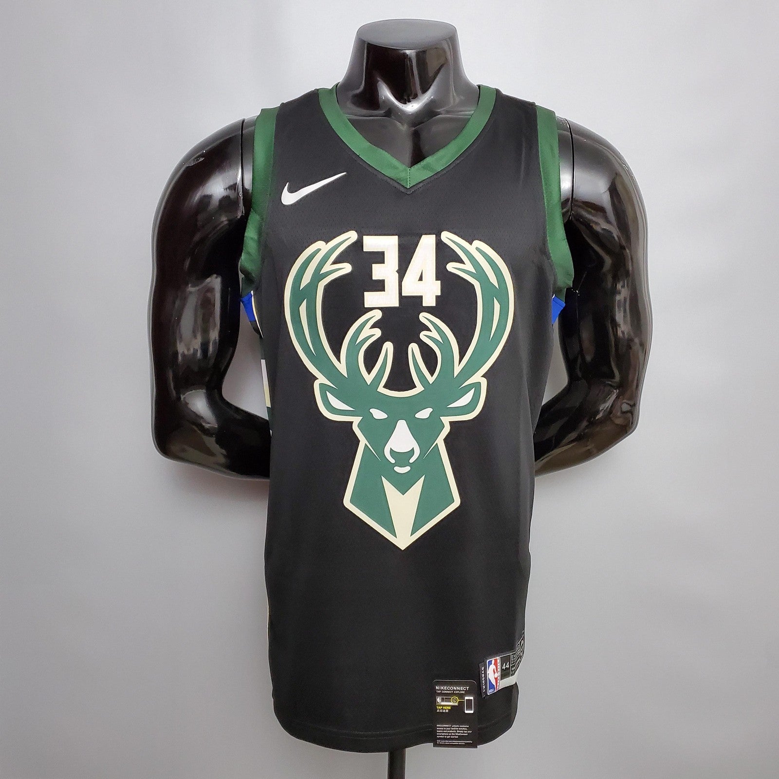 Antetokounmpo#34 Bucks Black Nba Jersey Nike Connect Recognition