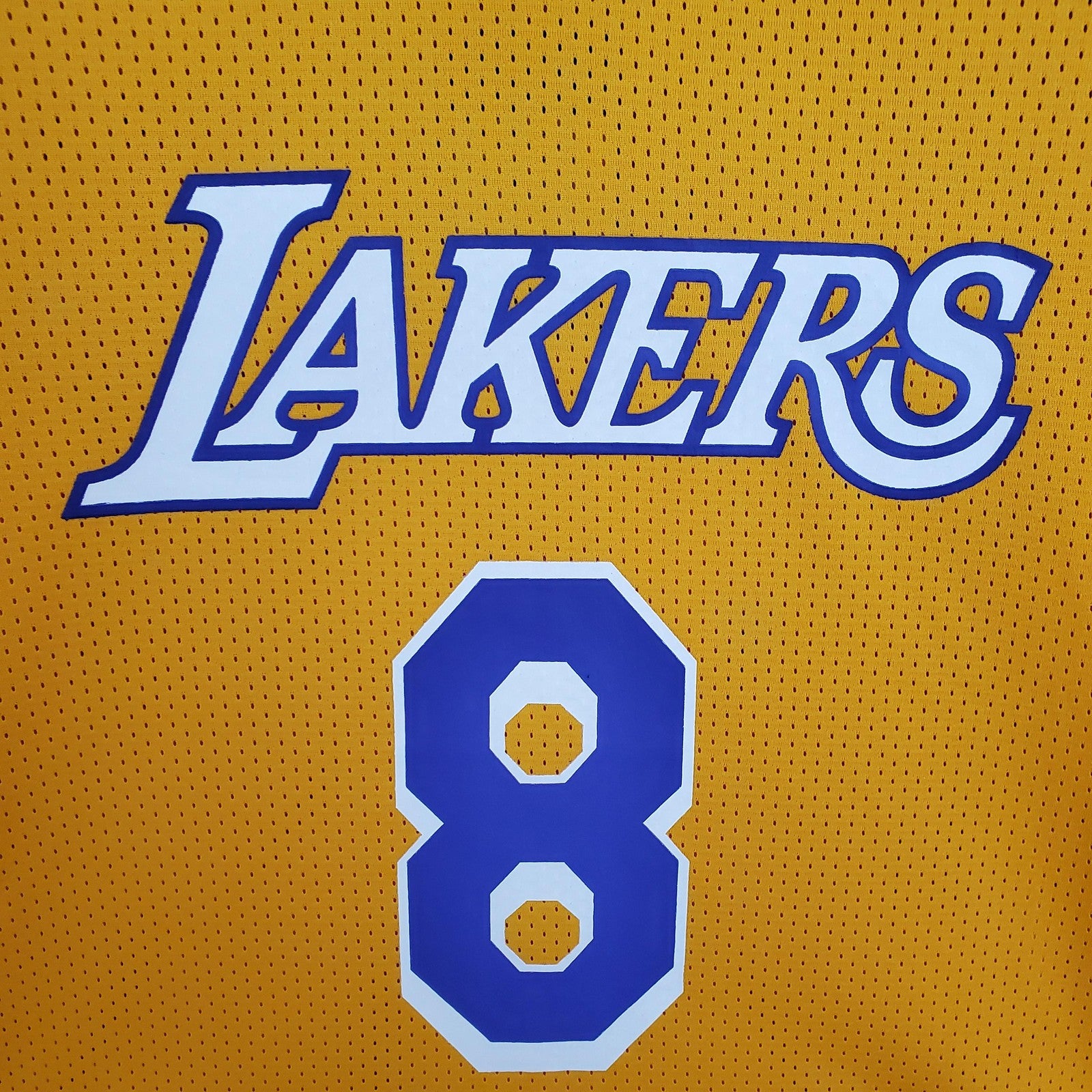 Mitchellness Lakers Yellow No 8 Bryant Retro Mesh Short Sleeve