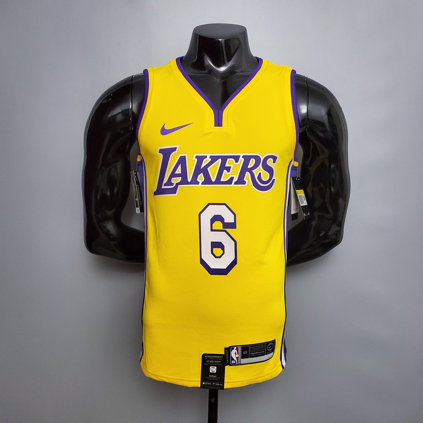 James #6 Lakers Yellow Nba Jersey Nike Connect Recognition
