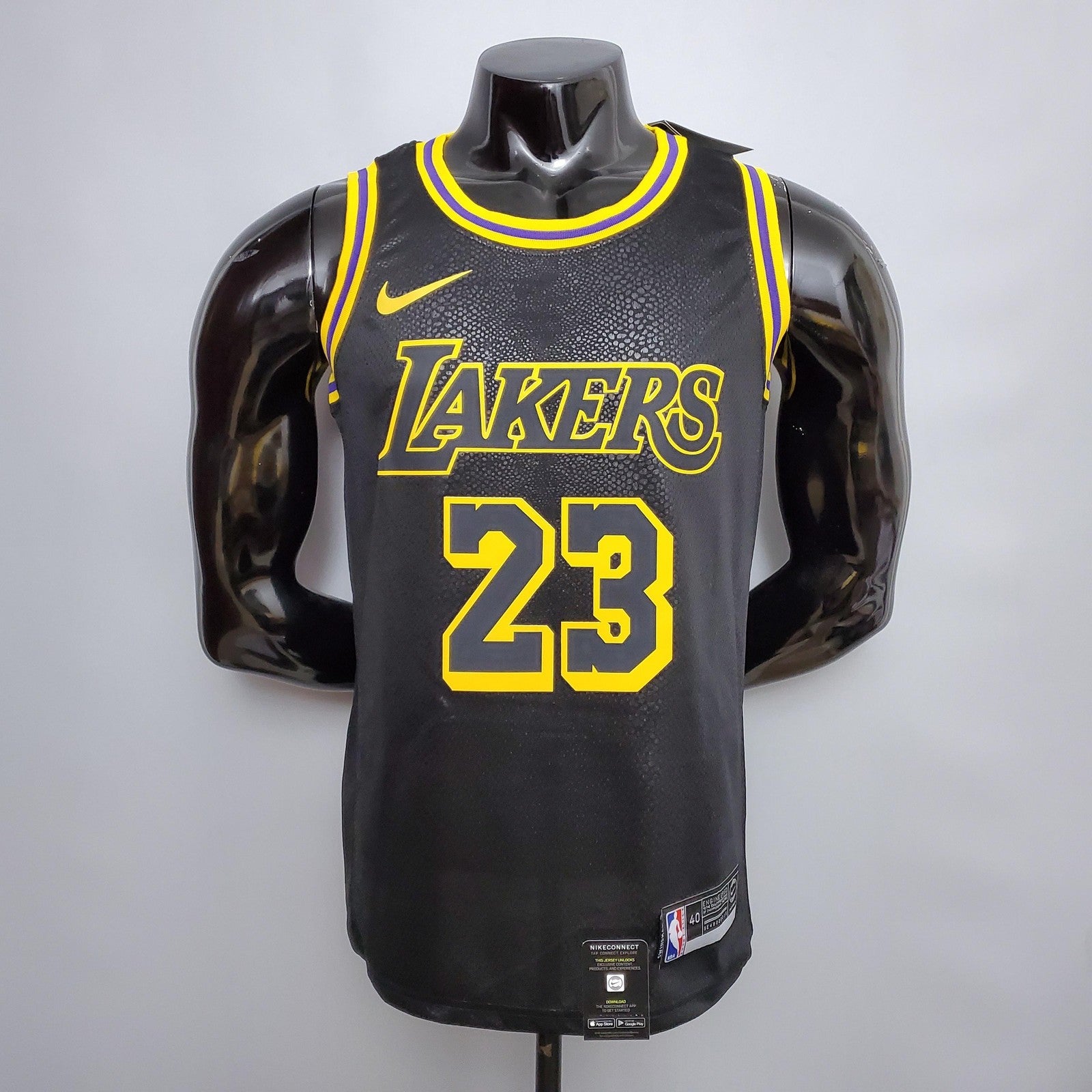 New James #23 Los Angeles Lakers Black Nba Jersey Nike Connect Recognition