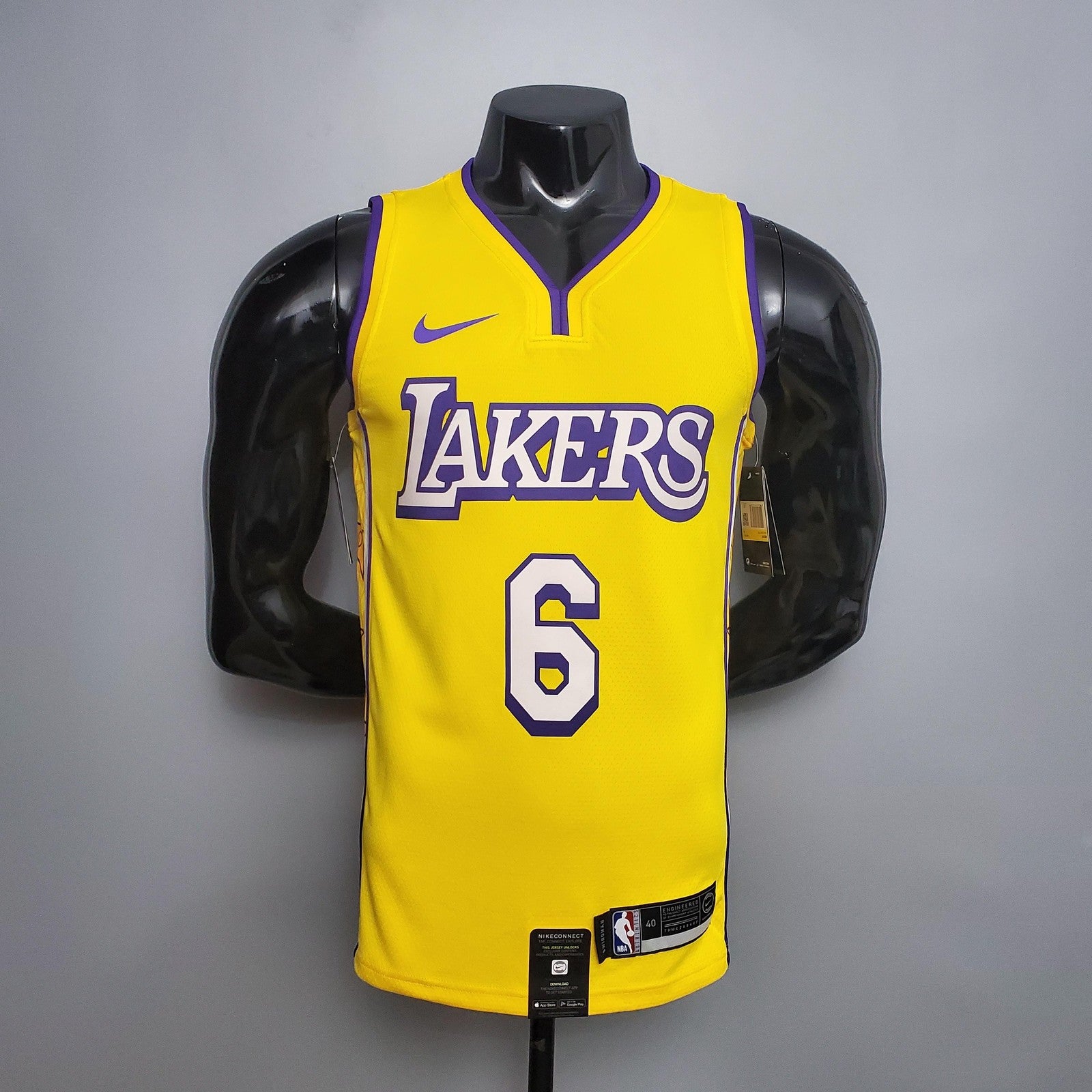 James #6 Los Angeles Lake V Neck City Edition Yellow Nba Jersey Nike Connect Recognition