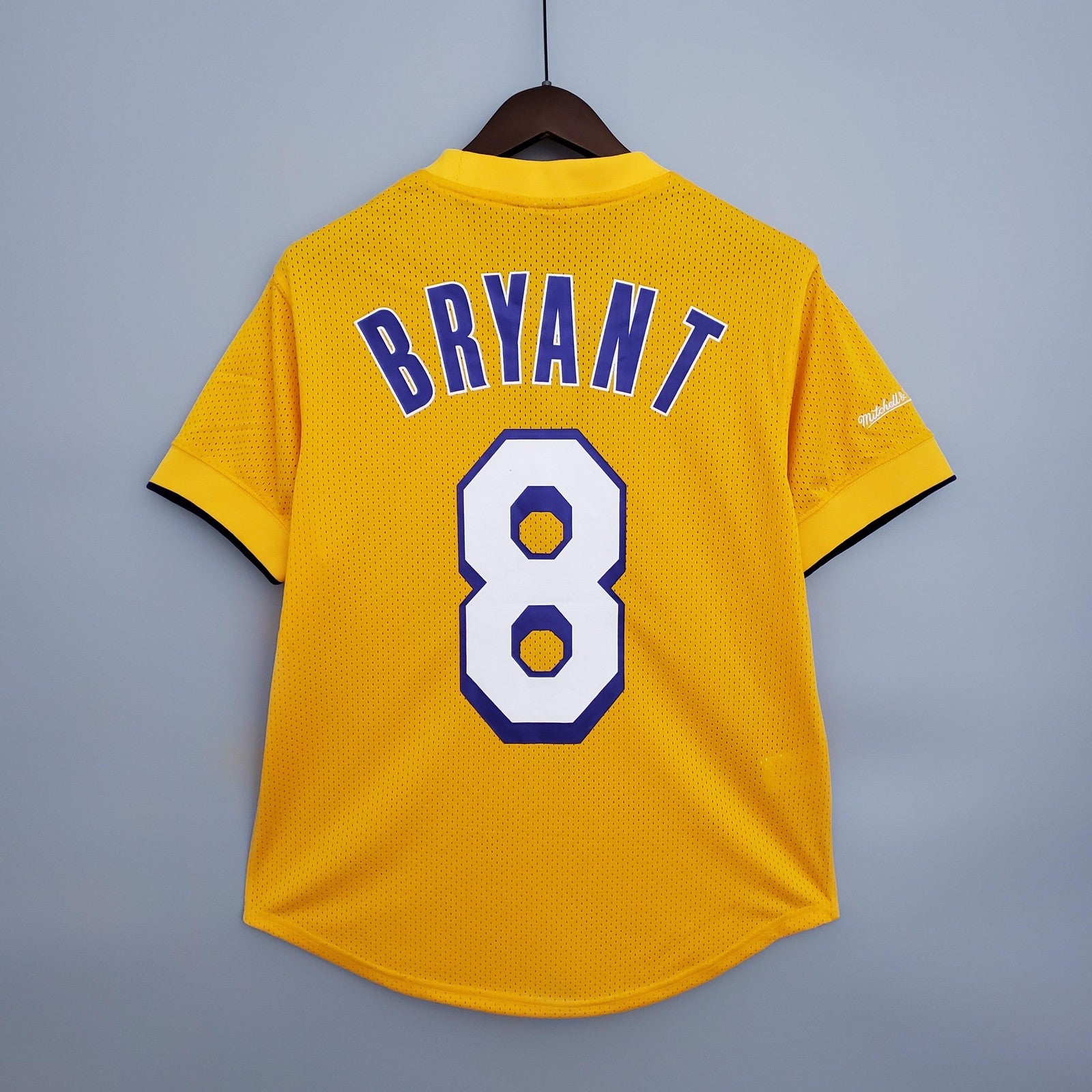 Mitchellness Lakers Yellow No 8 Bryant Retro Mesh Short Sleeve