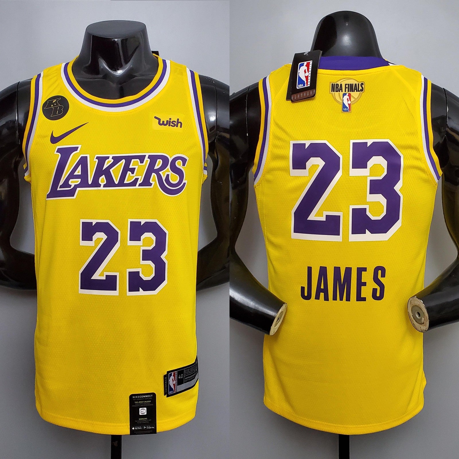 New James #23 Lakers Round Neck Yellow Nba Jersey