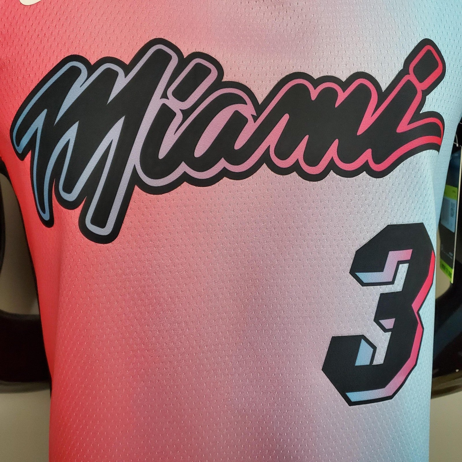 New Miami Heat Wade #3 City Edition Pink Blue Gradient Color (support Customization)