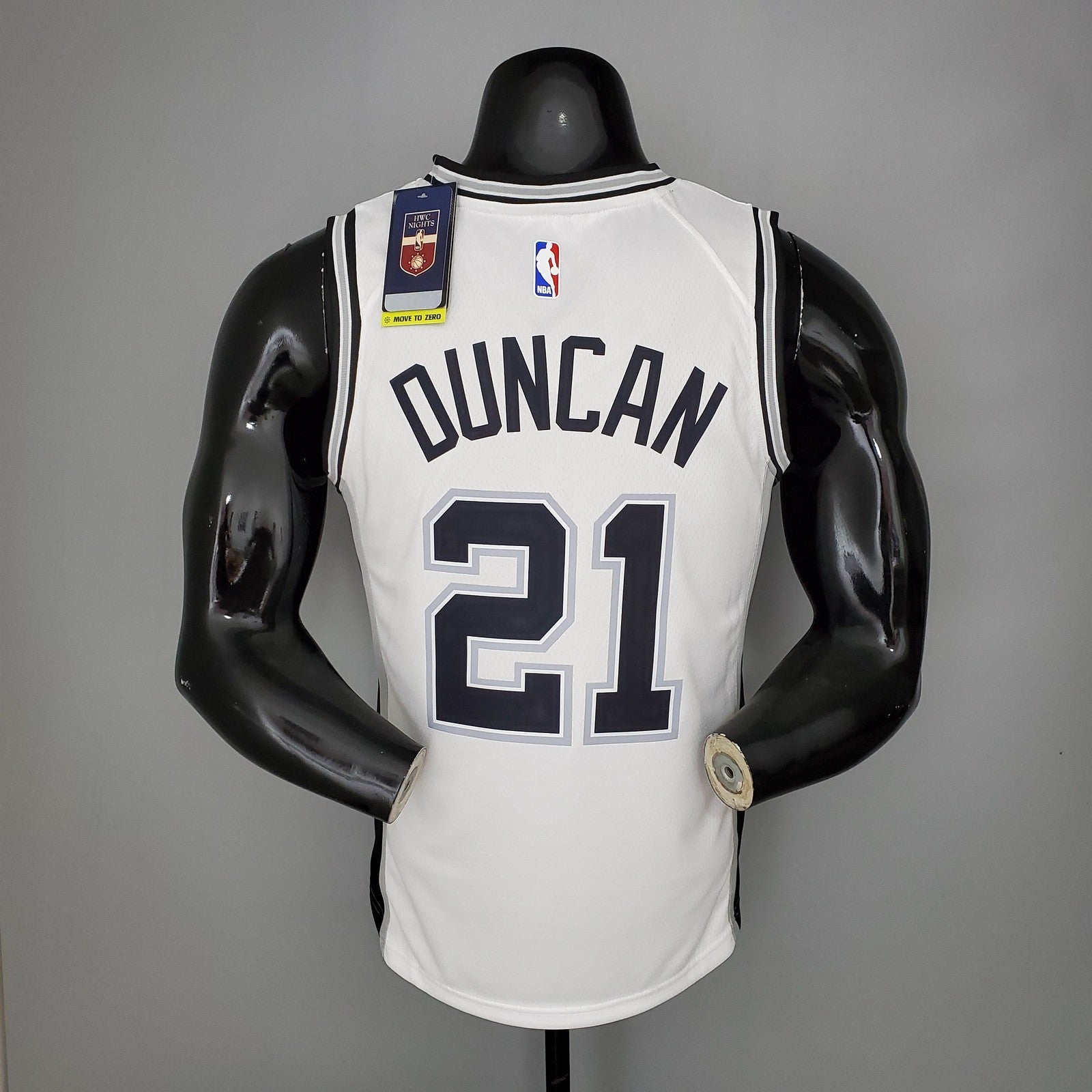 Duncan#21 Spurs White Nba Jersey