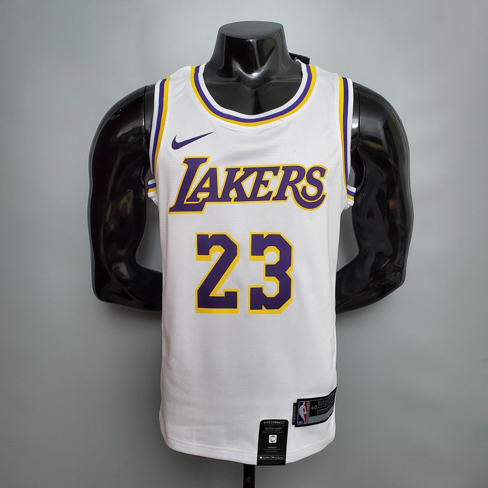 New James #23 Los Angeles Lakers Round Neck White Nba Jersey Nike Connect Recognition