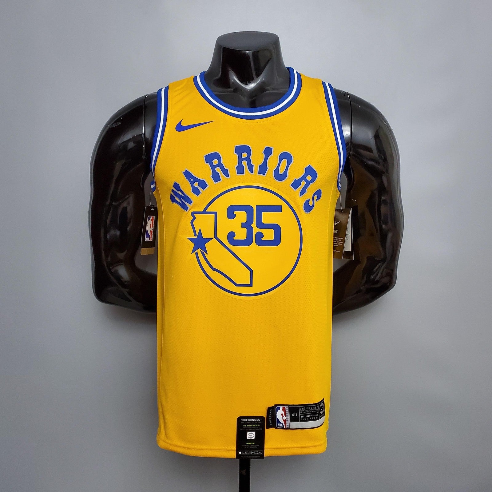 Retro Version Durant#35 Golden State Warriors Yellow Nba Jersey