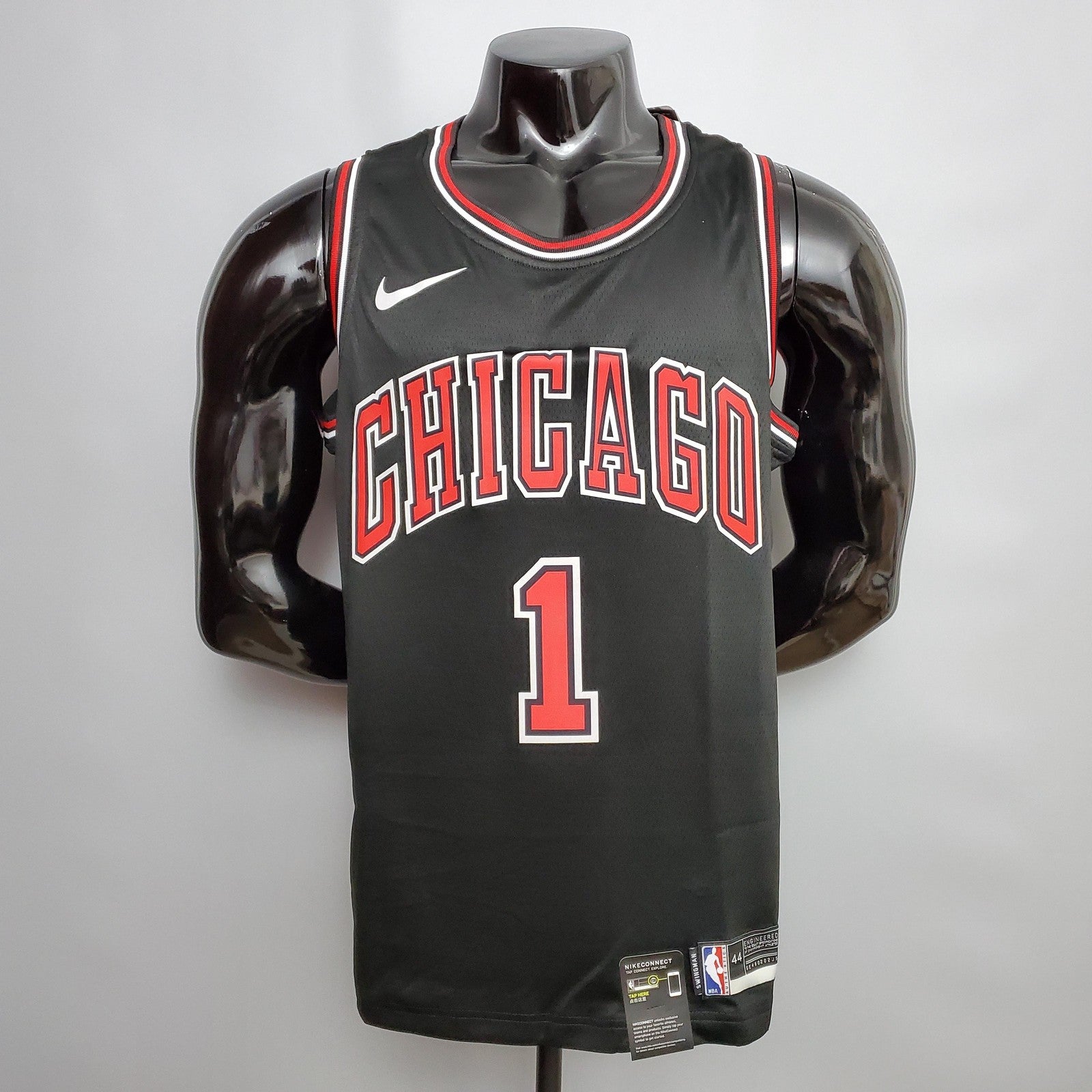 Rose #1 Chicago Bulls Black Nba Jersey Nike Connect Recognition