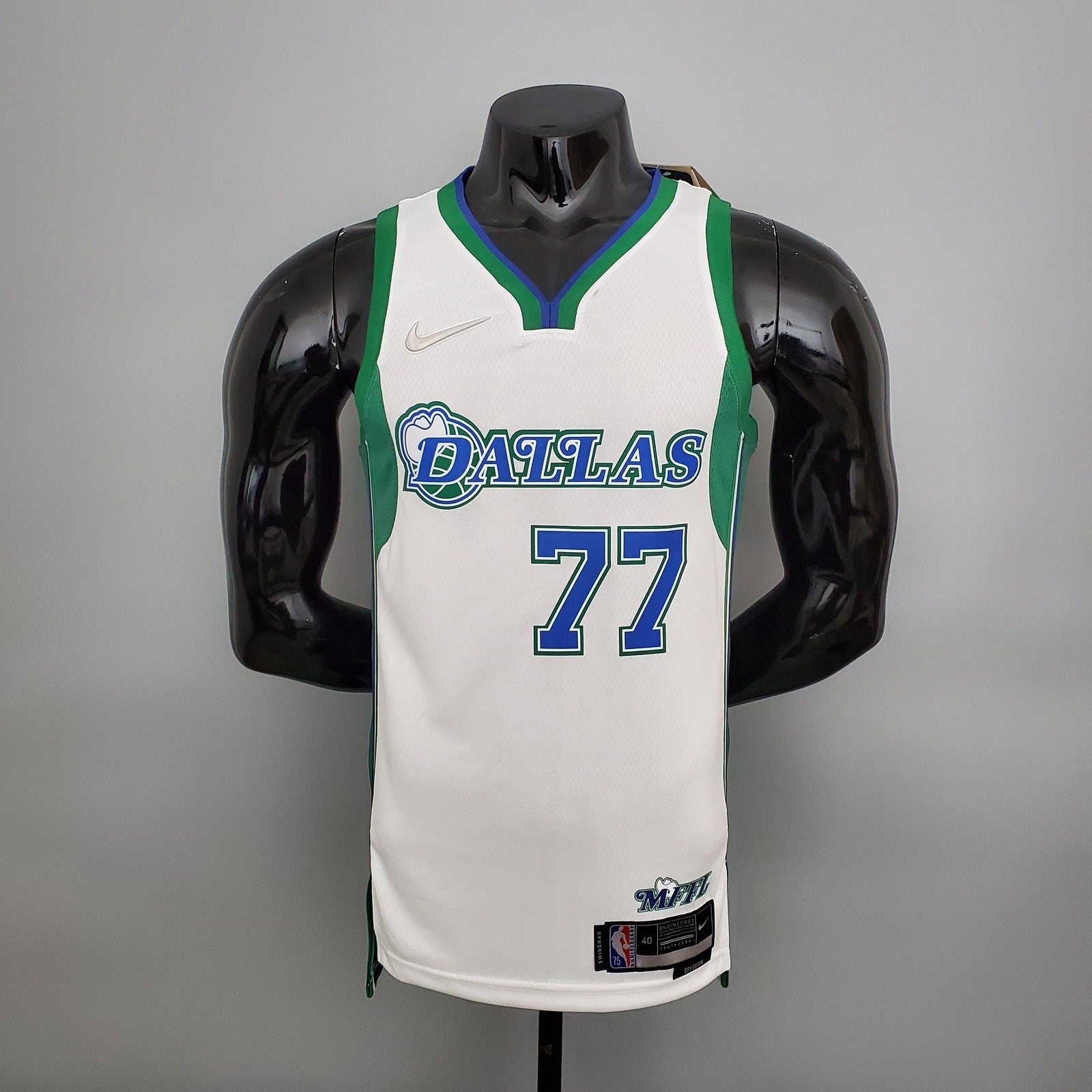 2022 Dallas Mavericks Doncic#77 Lone Ranger City Edition White and Green Nba Jersey