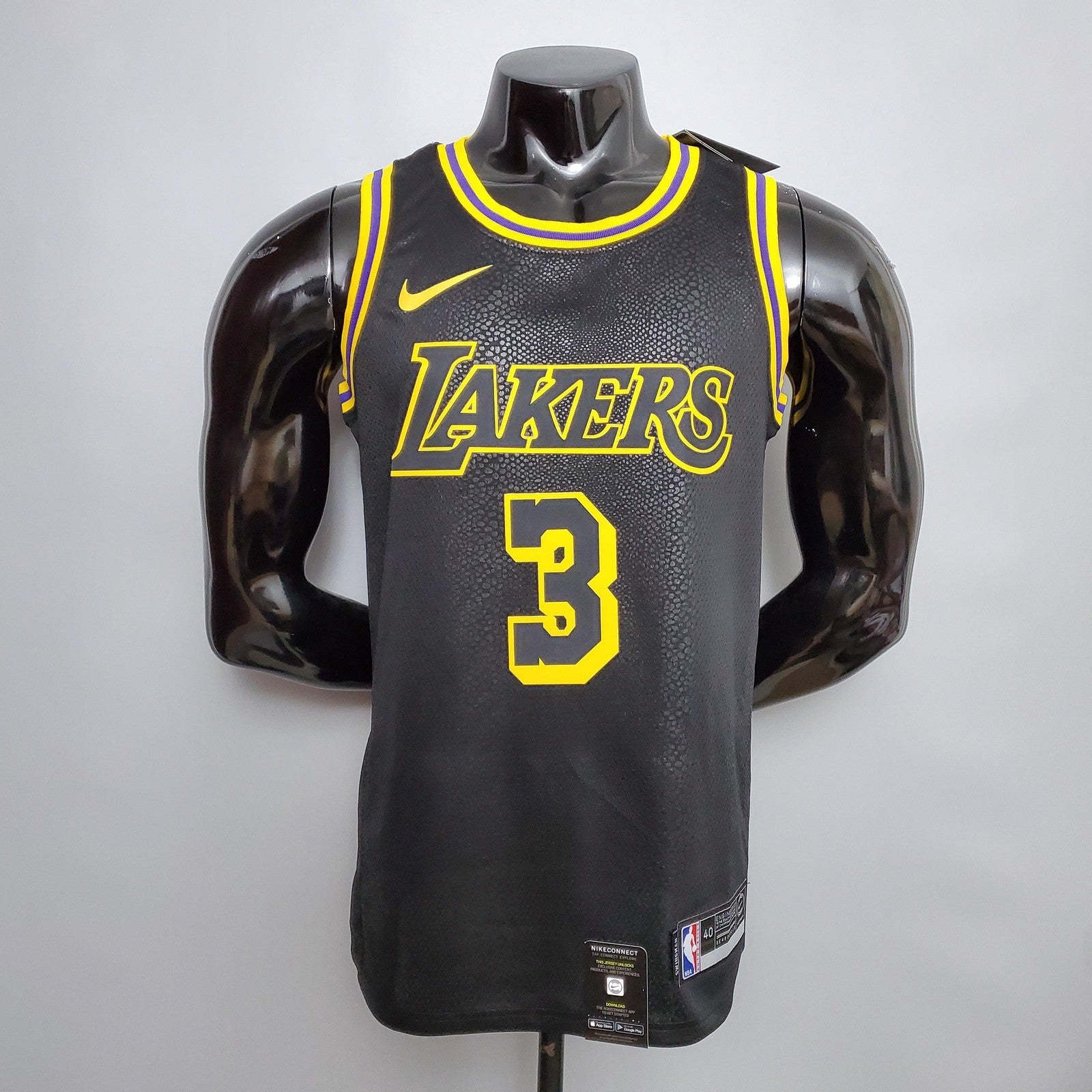 New Davis #3 Los Angeles Lakers Black Nba Jersey Nike Connect Recognition