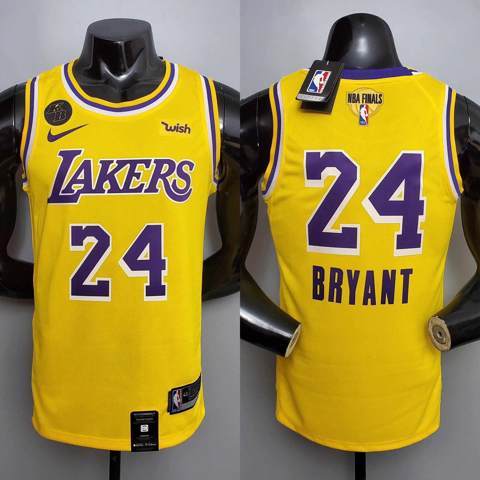 New Bryant #24 Lakers Commemorative Edition Round Neck Yellow Nba Jersey