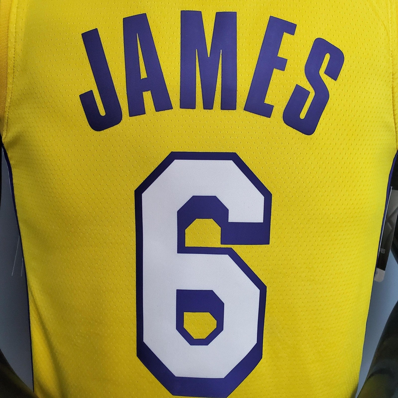 James #6 Los Angeles Lake V Neck City Edition Yellow Nba Jersey Nike Connect Recognition