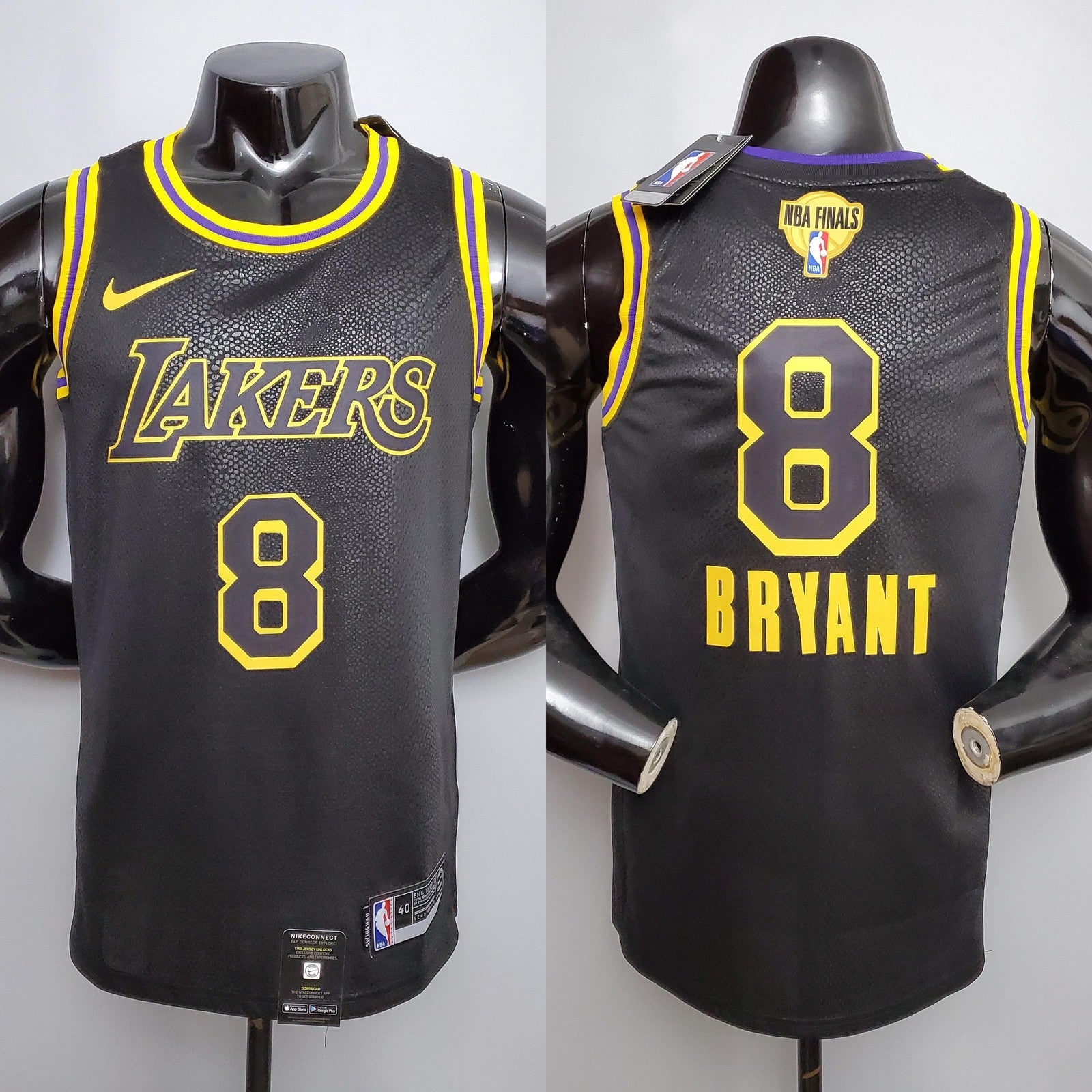 New Bryant #8 Los Angeles Lakers Black Nba Jersey Nike Connect Recognition