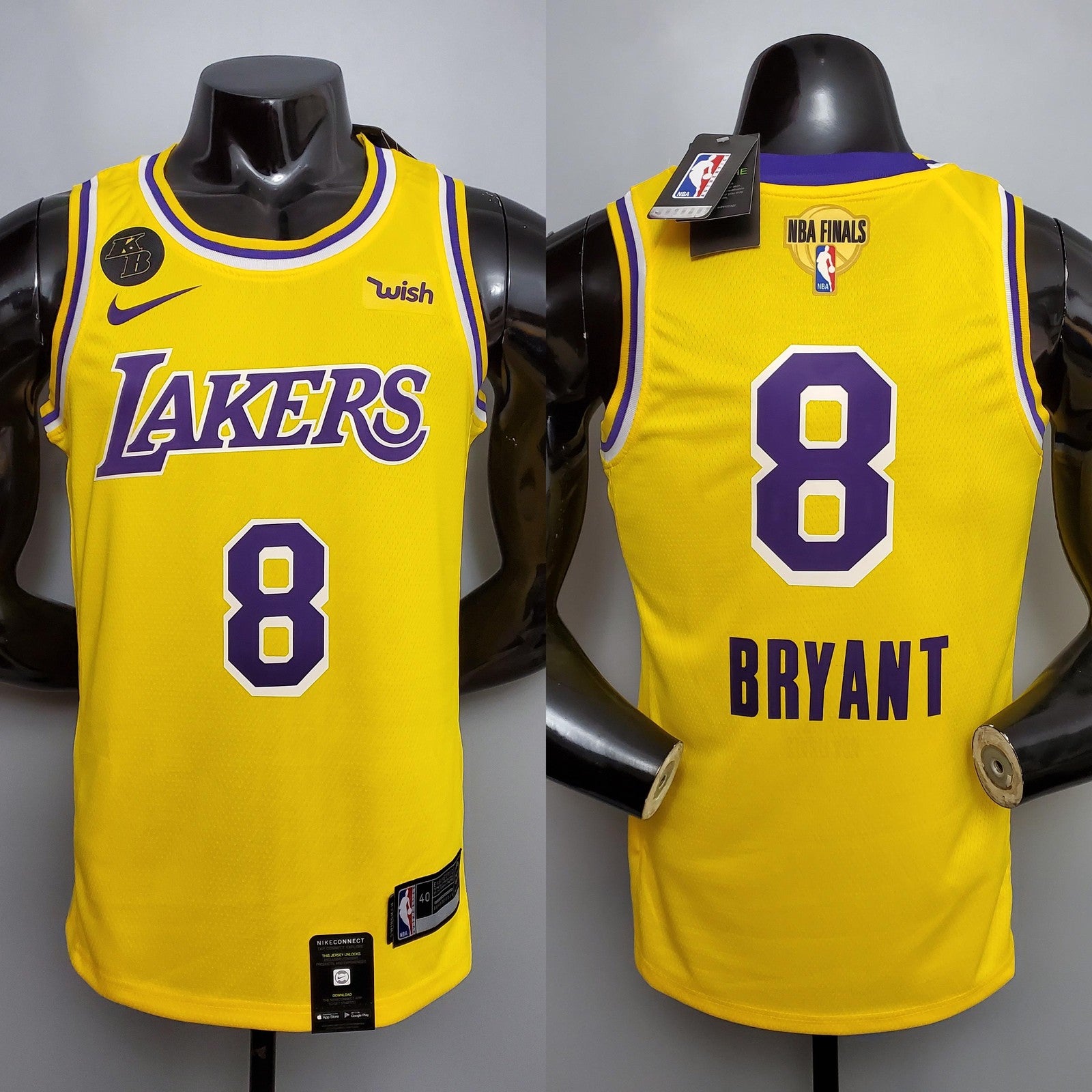 New Bryant #8 Los Angeles Lakers Commemorative Edition Round Neck Yellow Nba Jersey