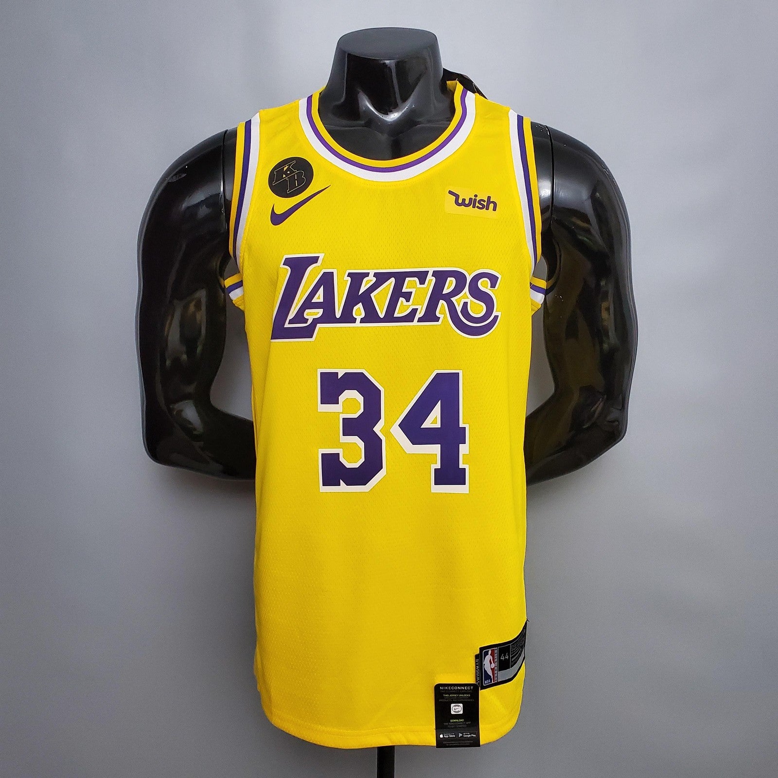 Oneal #34 Lakers Commemorative Edition Round Neck Yellow Nba Jersey Nike Connect Recogn