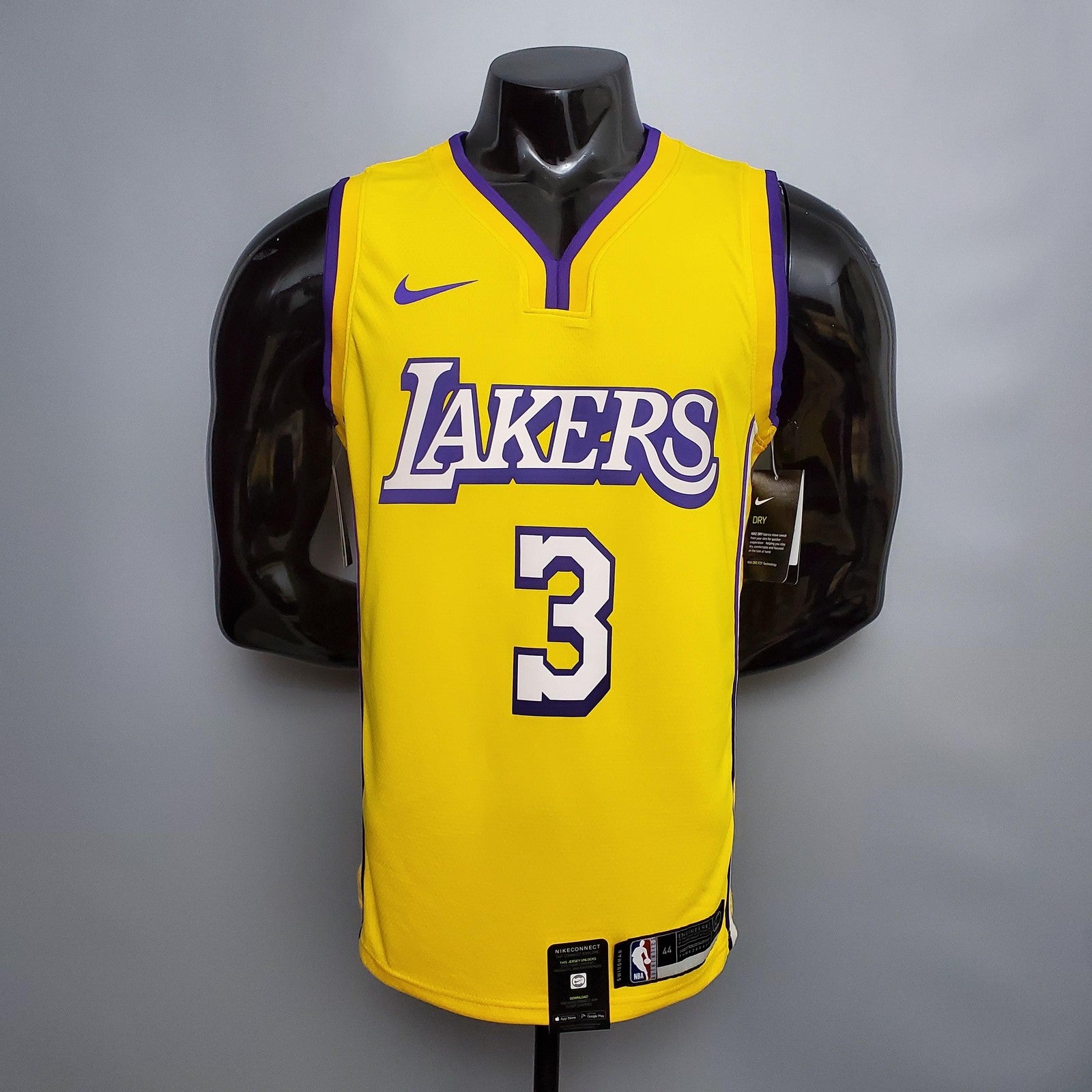 Davis #3 Los Angeles Lake V Neck City Edition Yellow Nba Jersey Nike Connect Recognition