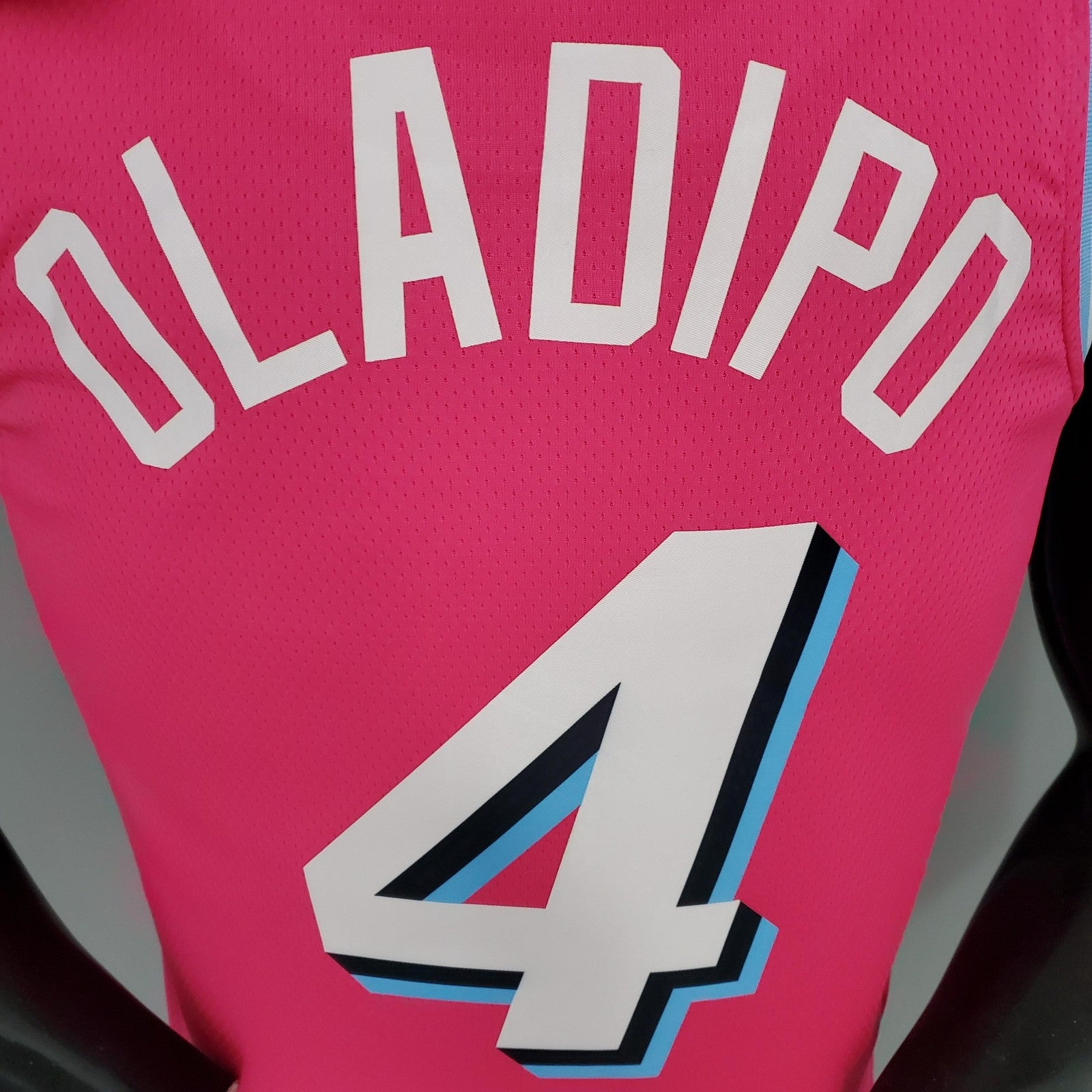 Oladipo#4 Miami Heat V Neck Pink Nba Jersey