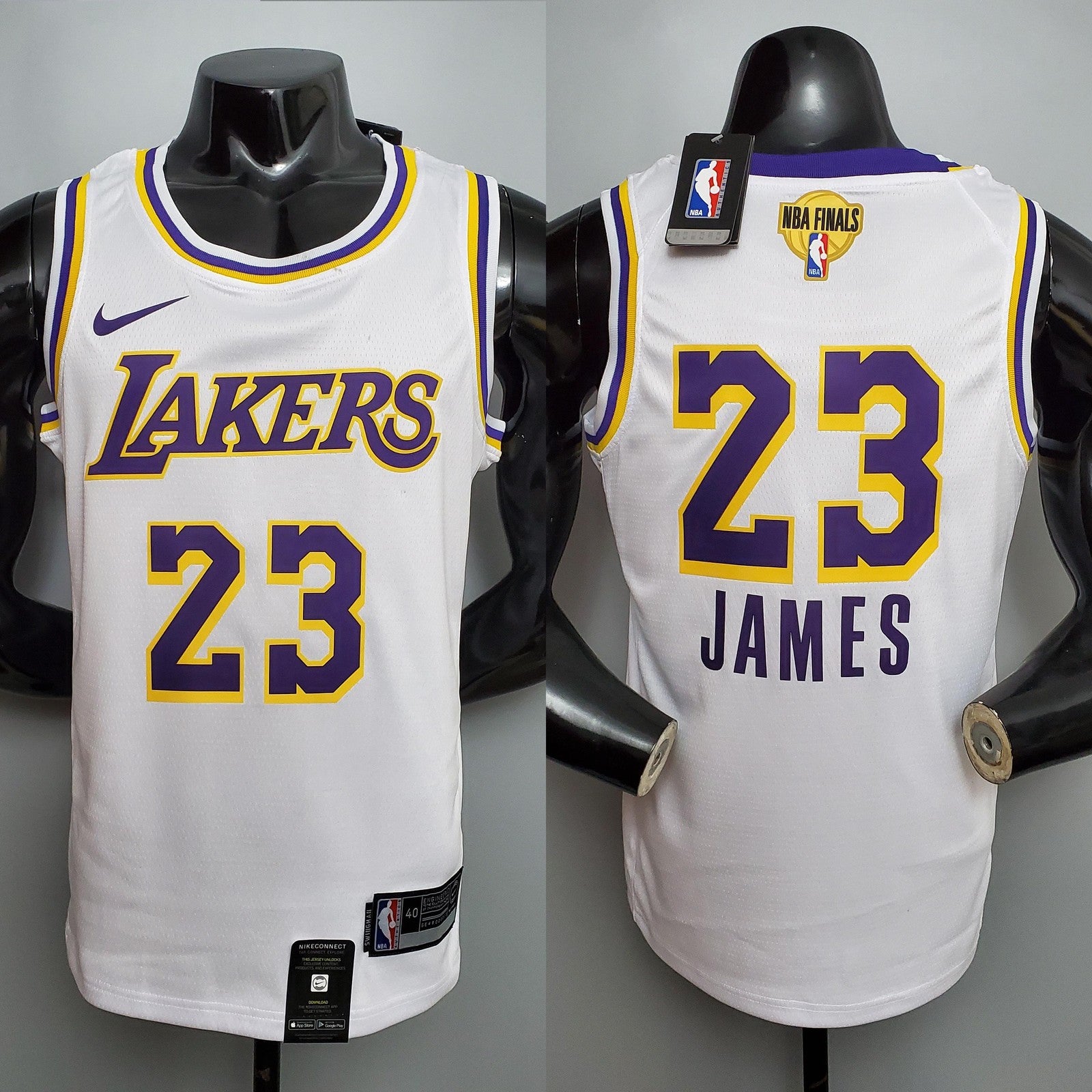 New James #23 Los Angeles Lakers Round Neck White Nba Jersey Nike Connect Recognition
