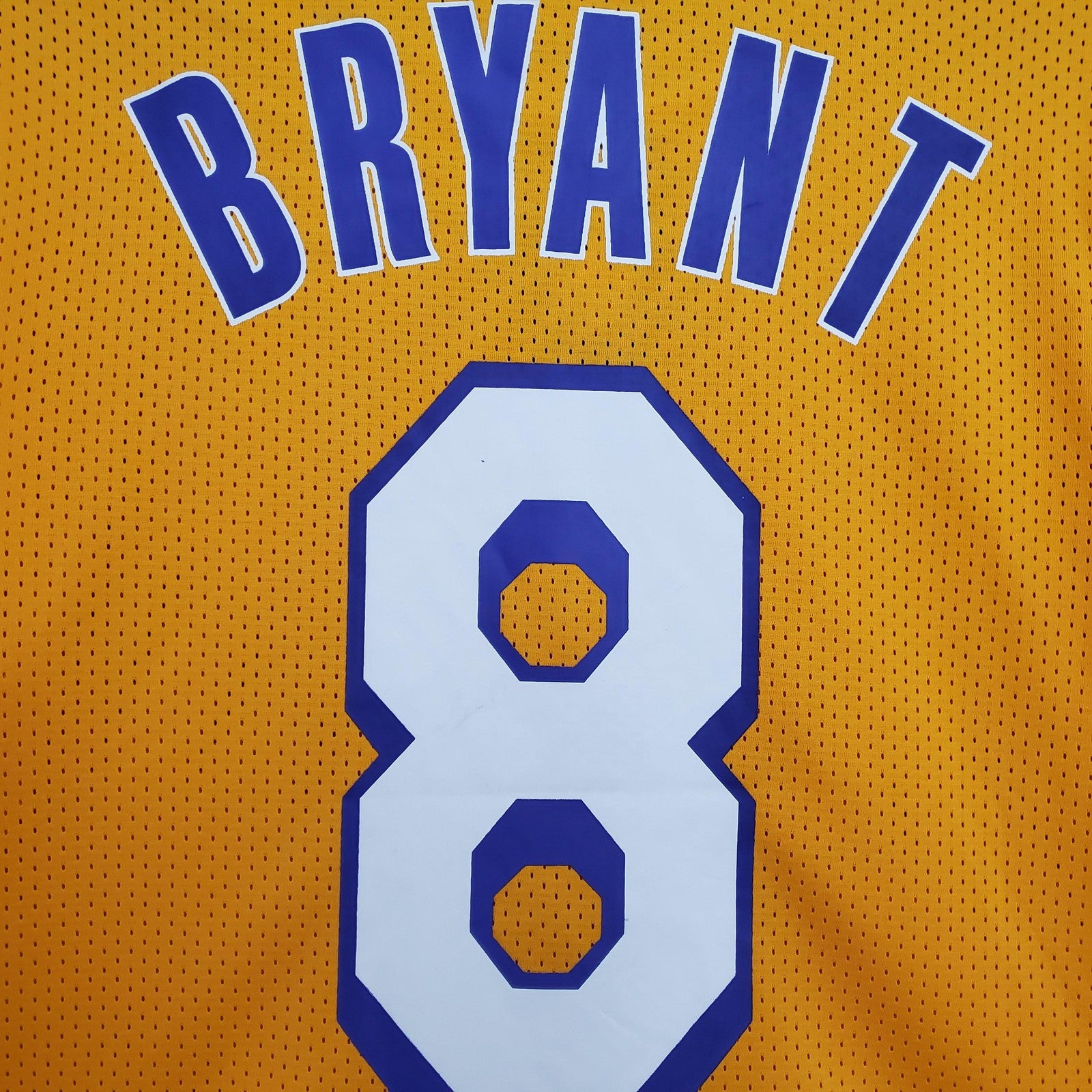 Mitchellness Lakers Yellow No 8 Bryant Retro Mesh Short Sleeve