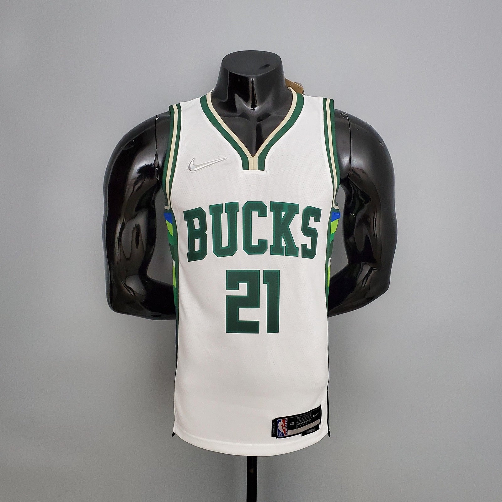 2022 Holiday#21 Bucks White Nba Jersey