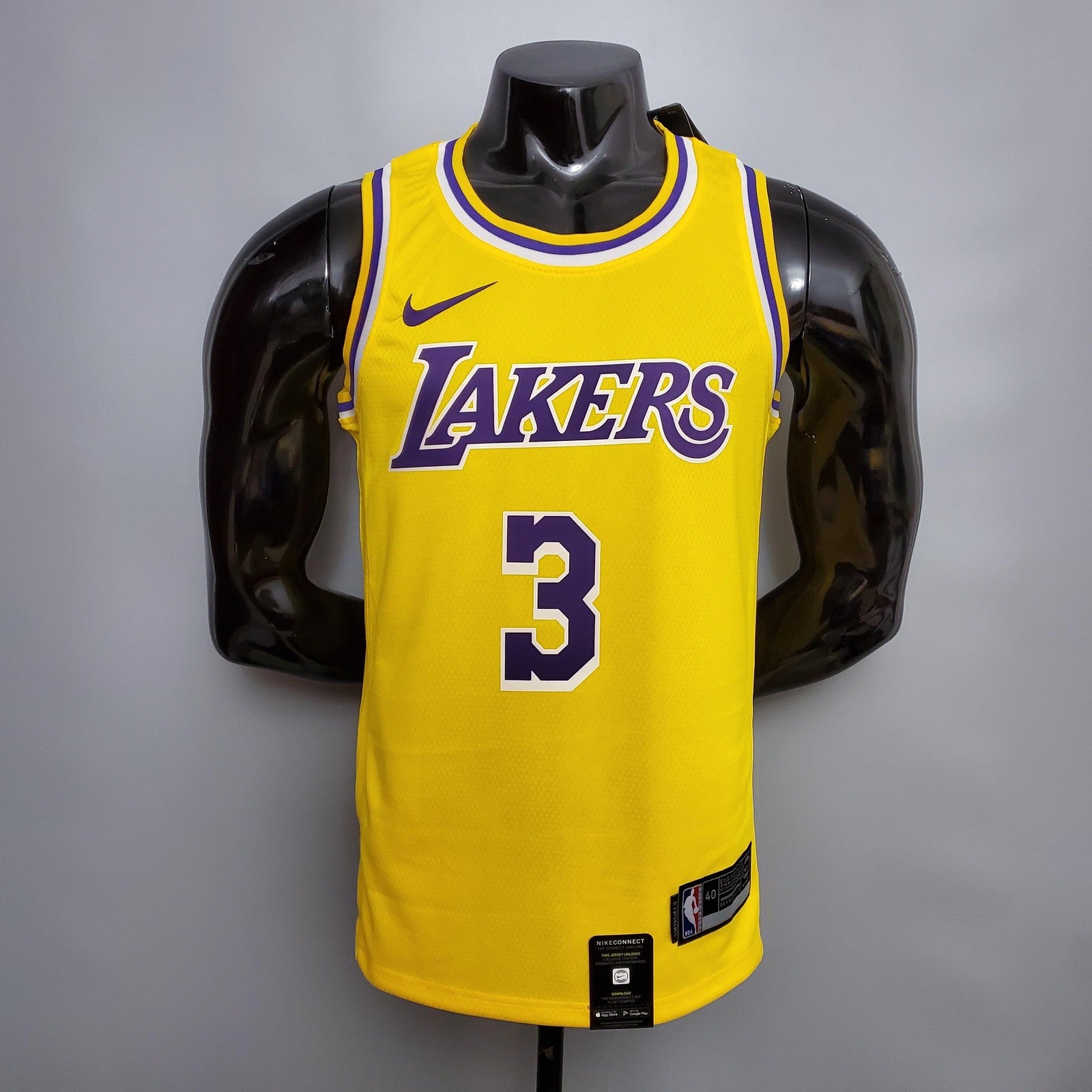 New Davis #3 Lakers Commemorative Edition Round Neck Yellow Nba Jersey